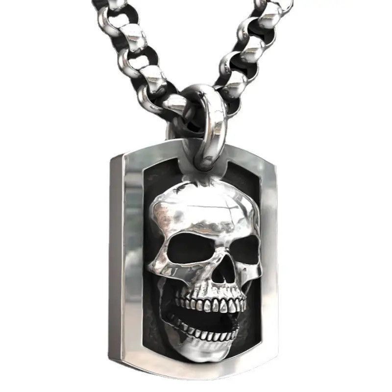 Jewelry Skull Punk Chain Skeleton Gothic Death Military Chrome Size ONE SIZE - 5 Thumbnail