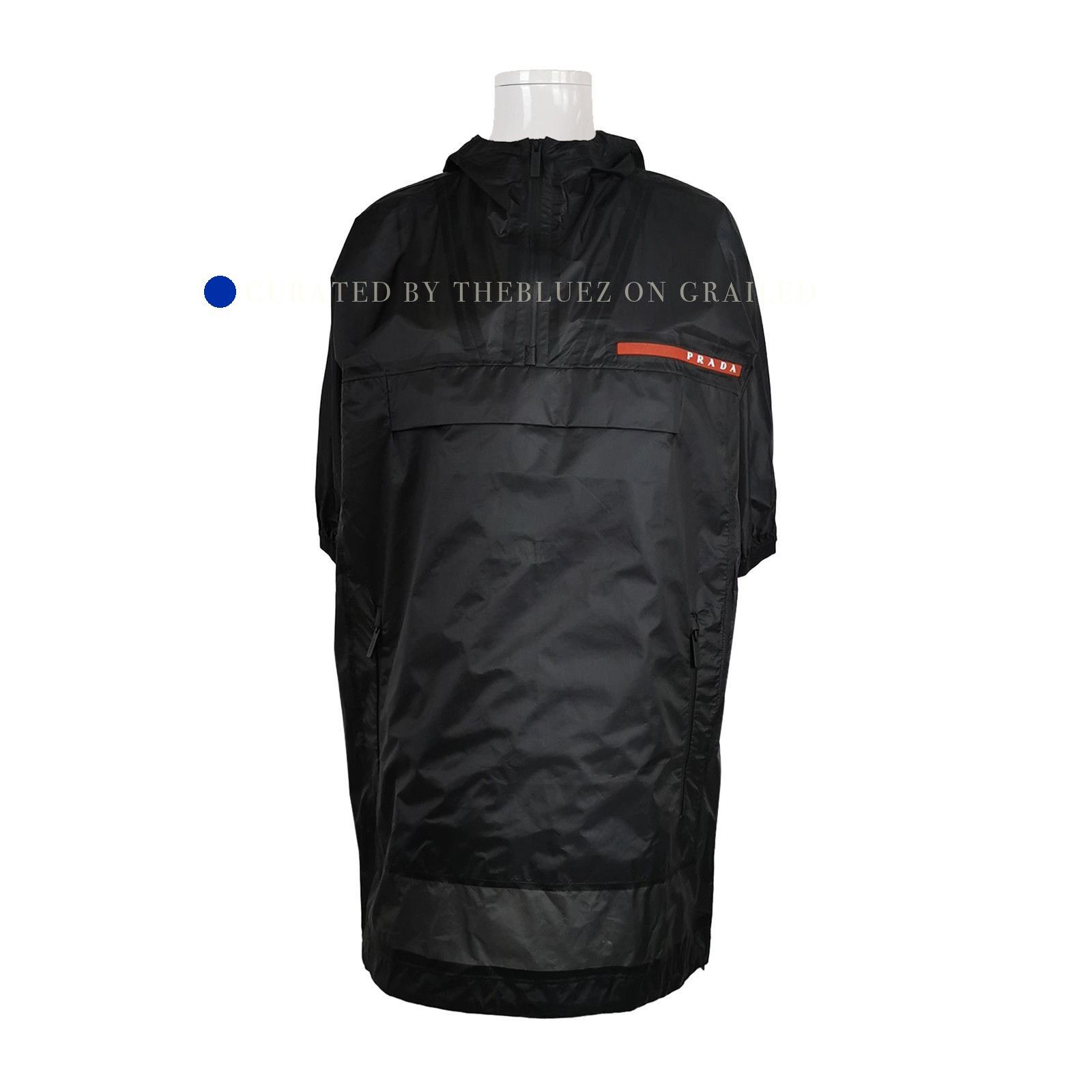 Prada Sleek Black Anorak Jacket with Logo Patch Size US XS / EU 42 / 0 - 1 Thumbnail