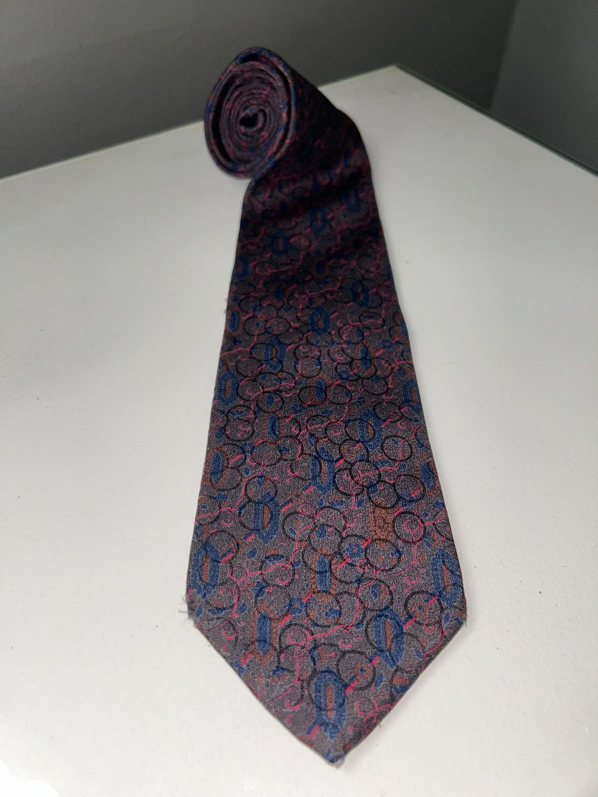 Dior Vintage Christian Dior Monsieur Blue & Red Men’s Silk Tie Size ONE SIZE - 2 Thumbnail