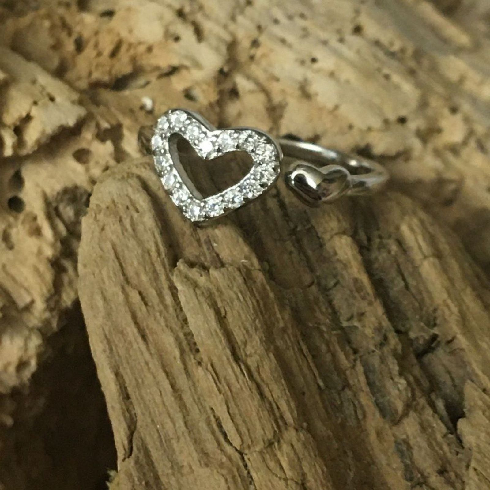 The Unbranded Brand Sterling Silver CZ Heart Toe Ring Midi Ring Size ONE SIZE - 2 Thumbnail