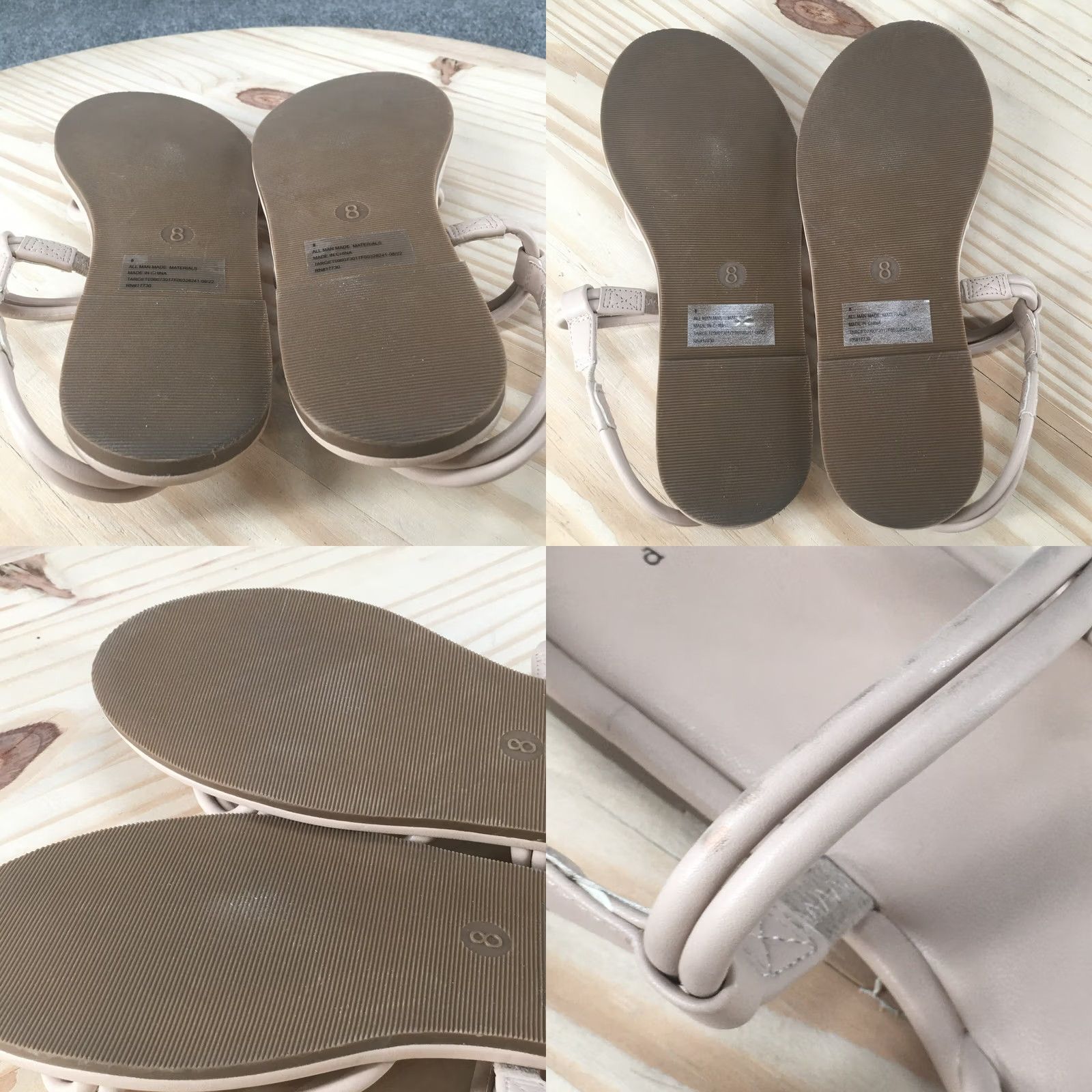 Vintage A New Day Sandals Womens 8 Slingback Beige Faux Leather Open Toe Casual Flats Size US 8 / IT 38 - 8 Thumbnail