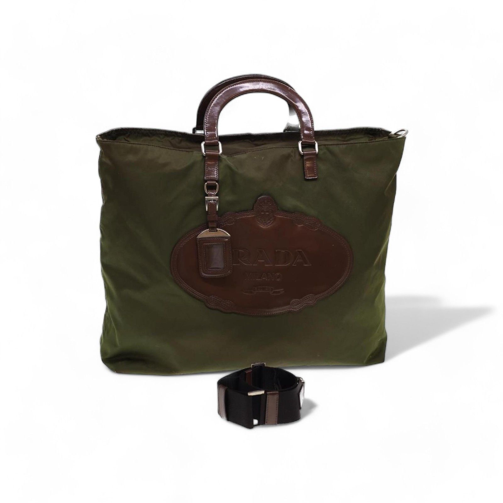 Prada Prada - Nylon 2Way Khaki Vintage Boston Handbag OIive Size ONE SIZE - 1 Thumbnail
