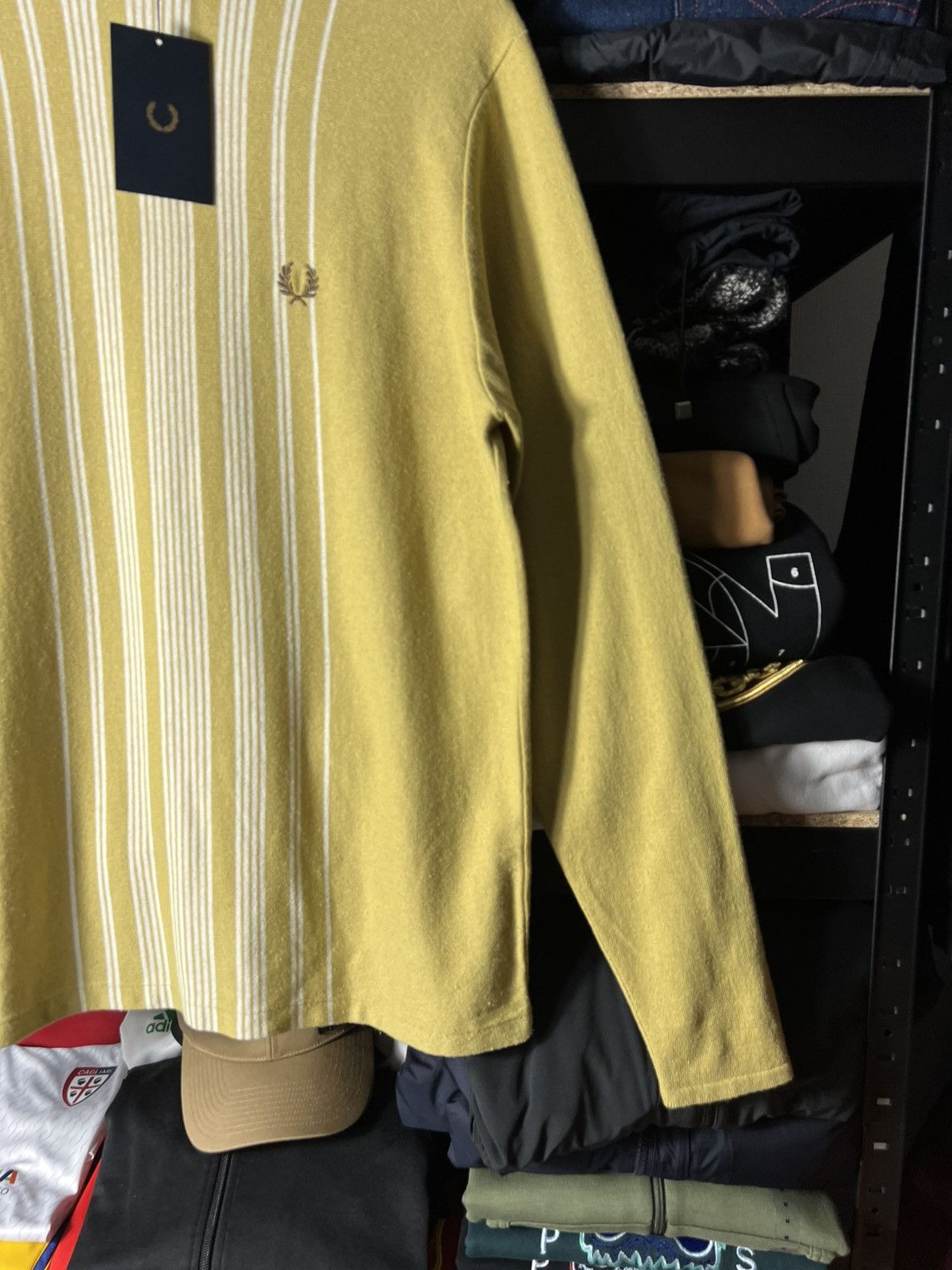 Fred Perry 🟡 Fred Perry Reissues Stripe Roll Neck Sweater 1964 Gold 🧶 Size US L / EU 52-54 / 3 - 7 Thumbnail