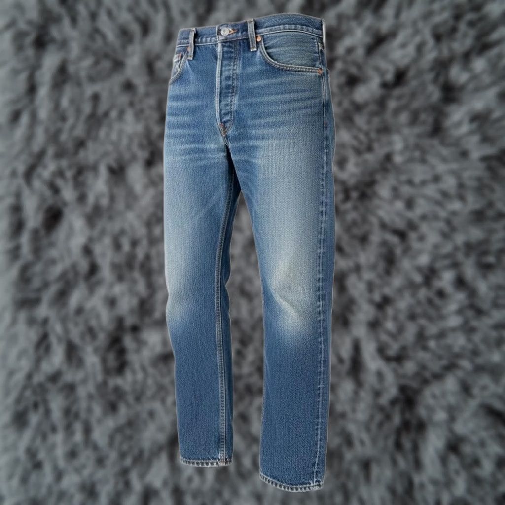 Levi's Levis 501 Jeans Mens 34x32 Blue Medium Wash Straight Denim Button Fly Classic Distressed Pockets Size US 34 / EU 50 - 1 Thumbnail