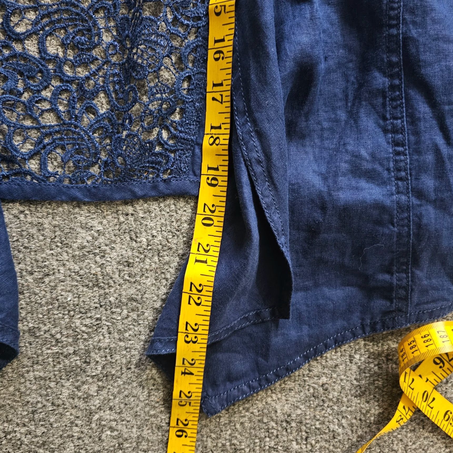 Vintage Chicos Blouse Womens L Blue Linen Lace 3/4 Sleeve Open Front Cardigan Casual Size L / US 10 / IT 46 - 6 Thumbnail