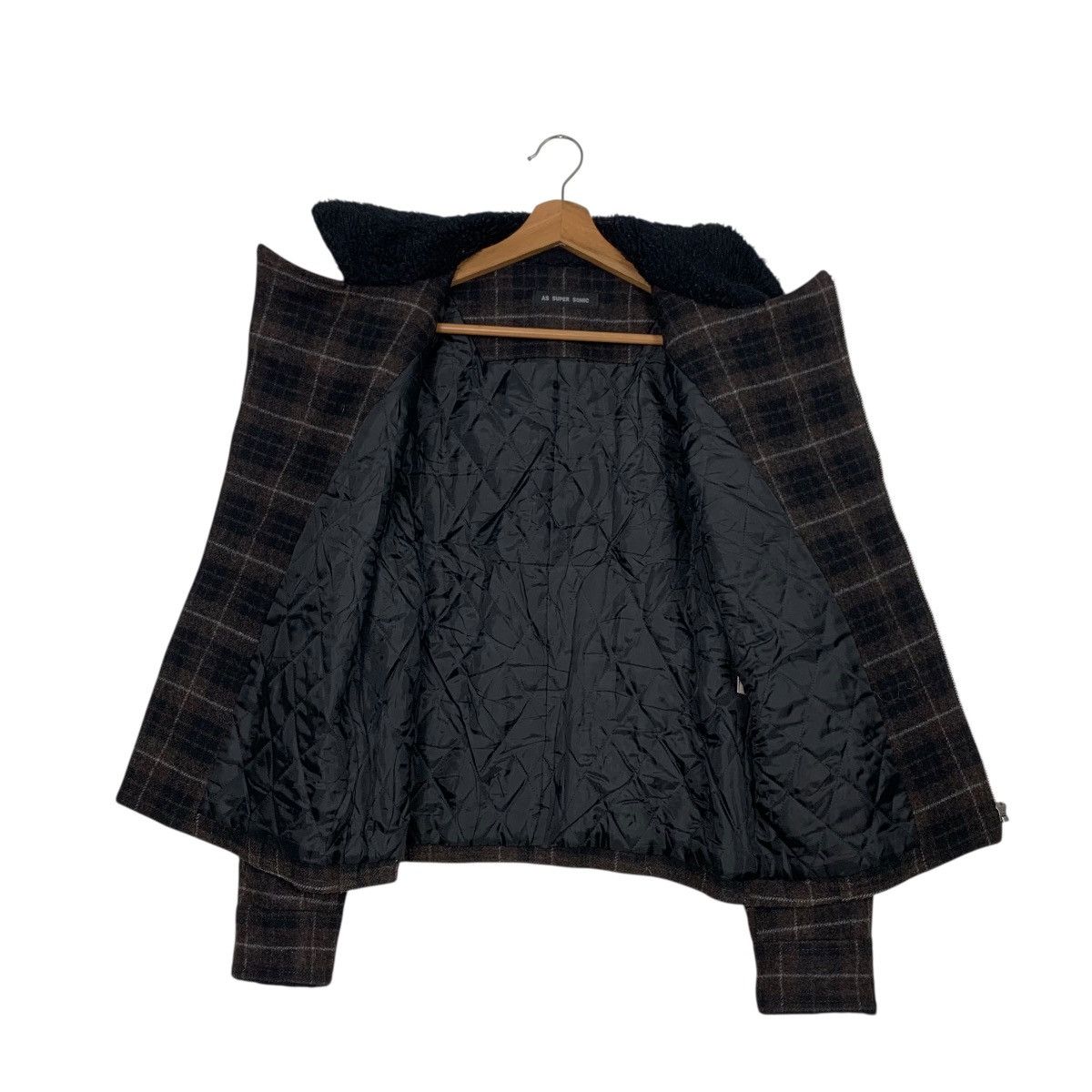 Japanese Brand AS SUPER SONIC Wool Checked Asymmetrical Jacket #2939-C133 Size US M / EU 48-50 / 2 - 9 Thumbnail