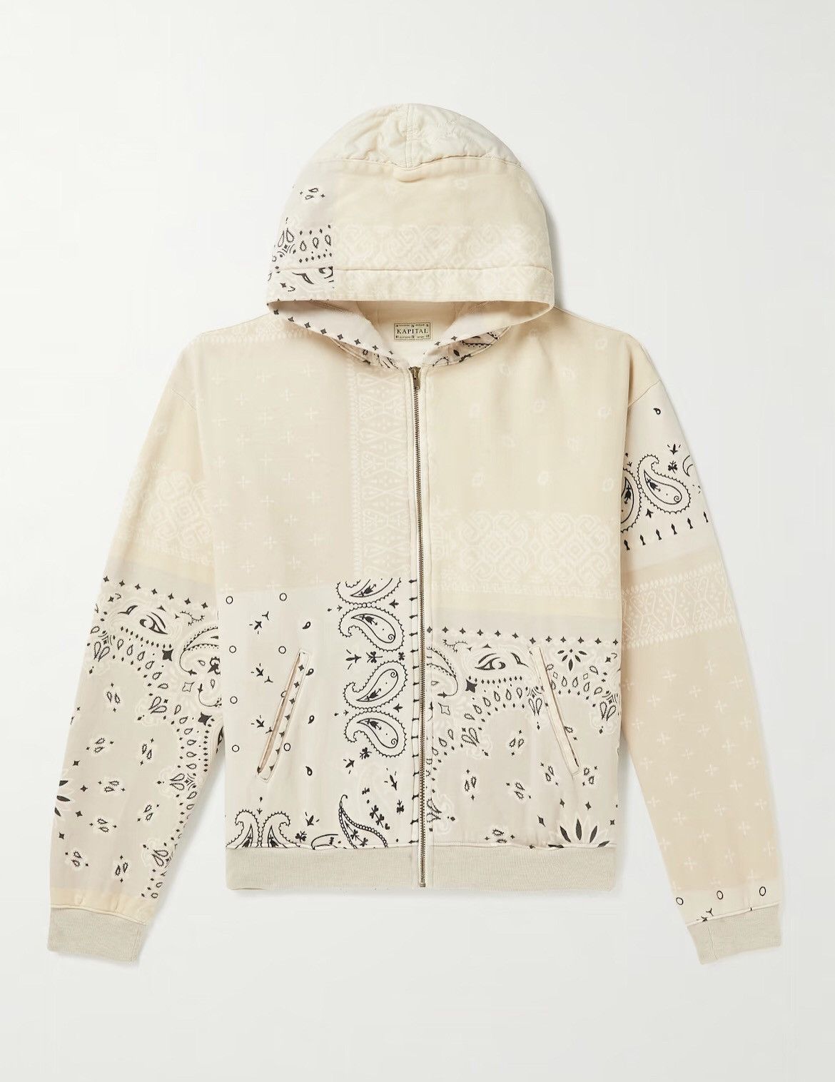 image of Kapital x Kapital Kountry Bandanna Hoodie in White, Men's (Size Medium)