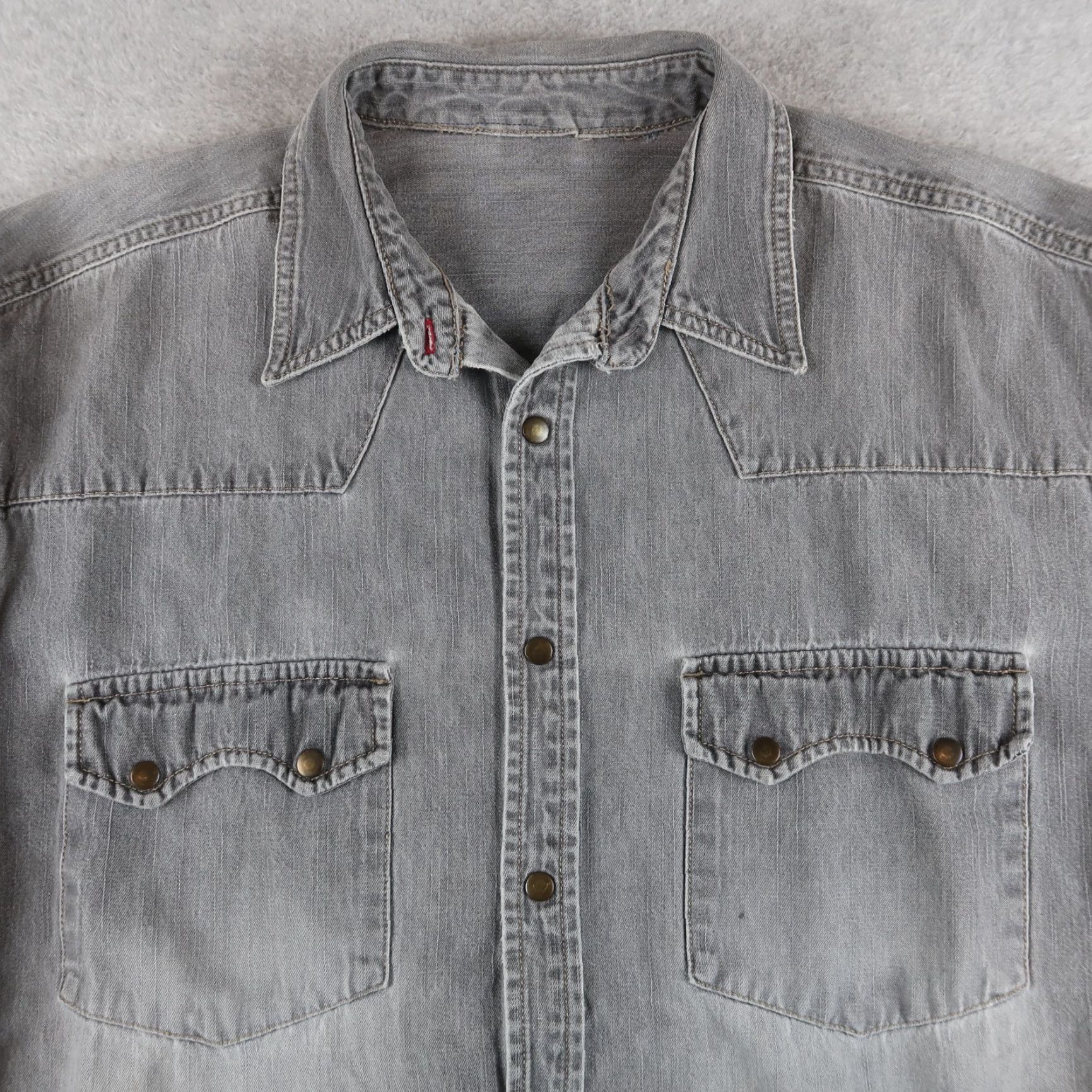 Bugle Boy VINTAGE Bugle Boy Mens Western Denim Shirt XL Gray Saw Tooth Snap Pocketed 90s Size US XL / EU 56 / 4 - 3 Thumbnail