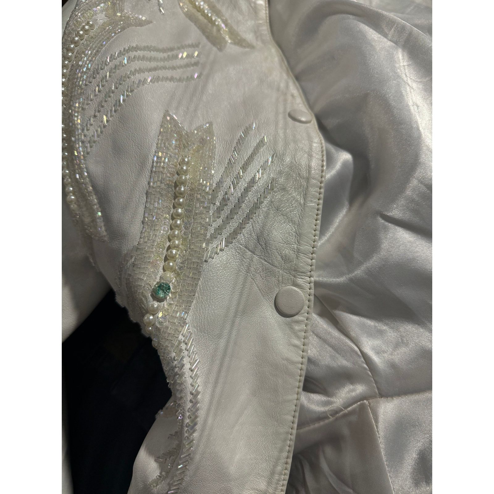Vintage White leather blazer Size XL / US 12-14 / IT 48-50 - 11 Thumbnail