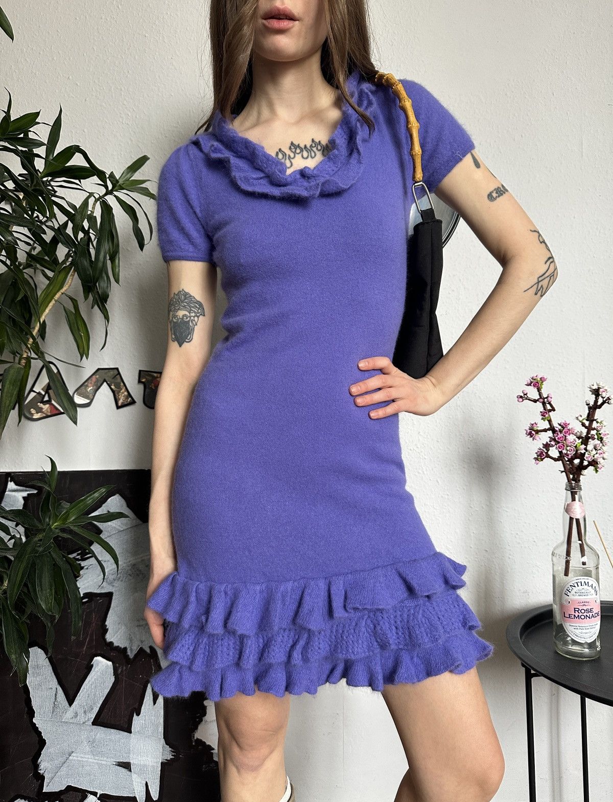 Other Luisa Spagnoli Angora Ruched Fluffy Cozy Midi Dress Size ONE SIZE - 2 Thumbnail