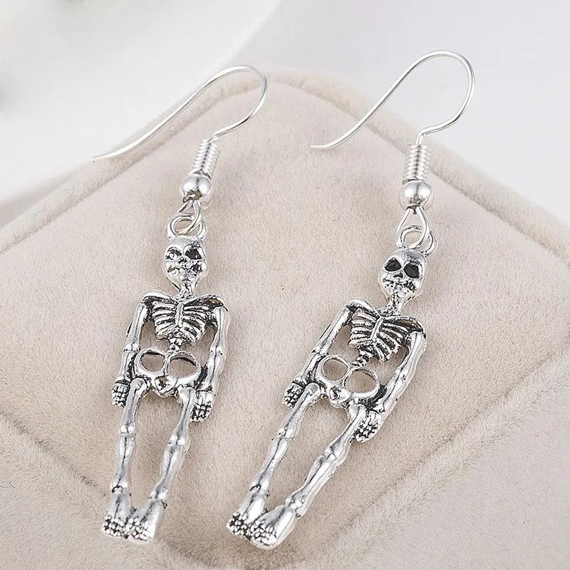 Jewelry Vintage Skeleton Skull Earrings Size ONE SIZE - 2 Thumbnail