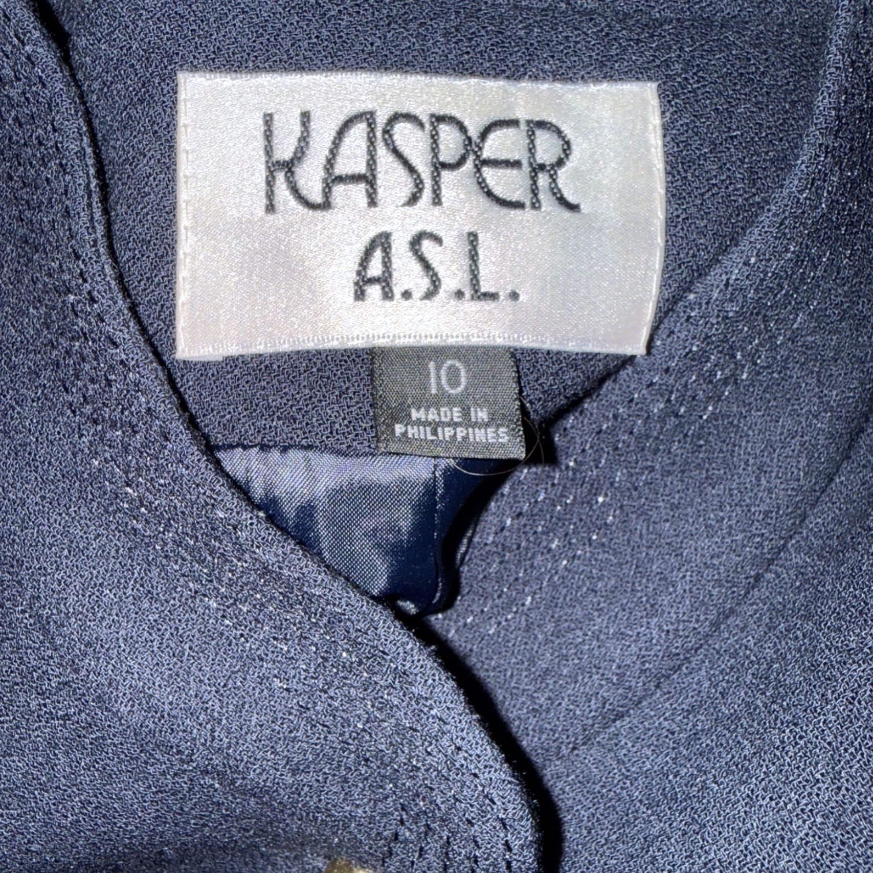 Kasper VINTAGE Kasper Pantsuit Two-Piece Black Lined Blazer & Pants 10 Womens Tailored Shoulder Pads 2-Piece Set Jacket & Pants Size 32" / US 10 / IT 46 - 6 Thumbnail