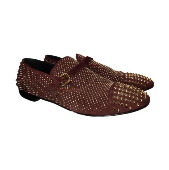 Giuseppe Zanotti Gold Studded Dark Brown Suede Loafers Size US 12 / EU 45 - 1 Thumbnail