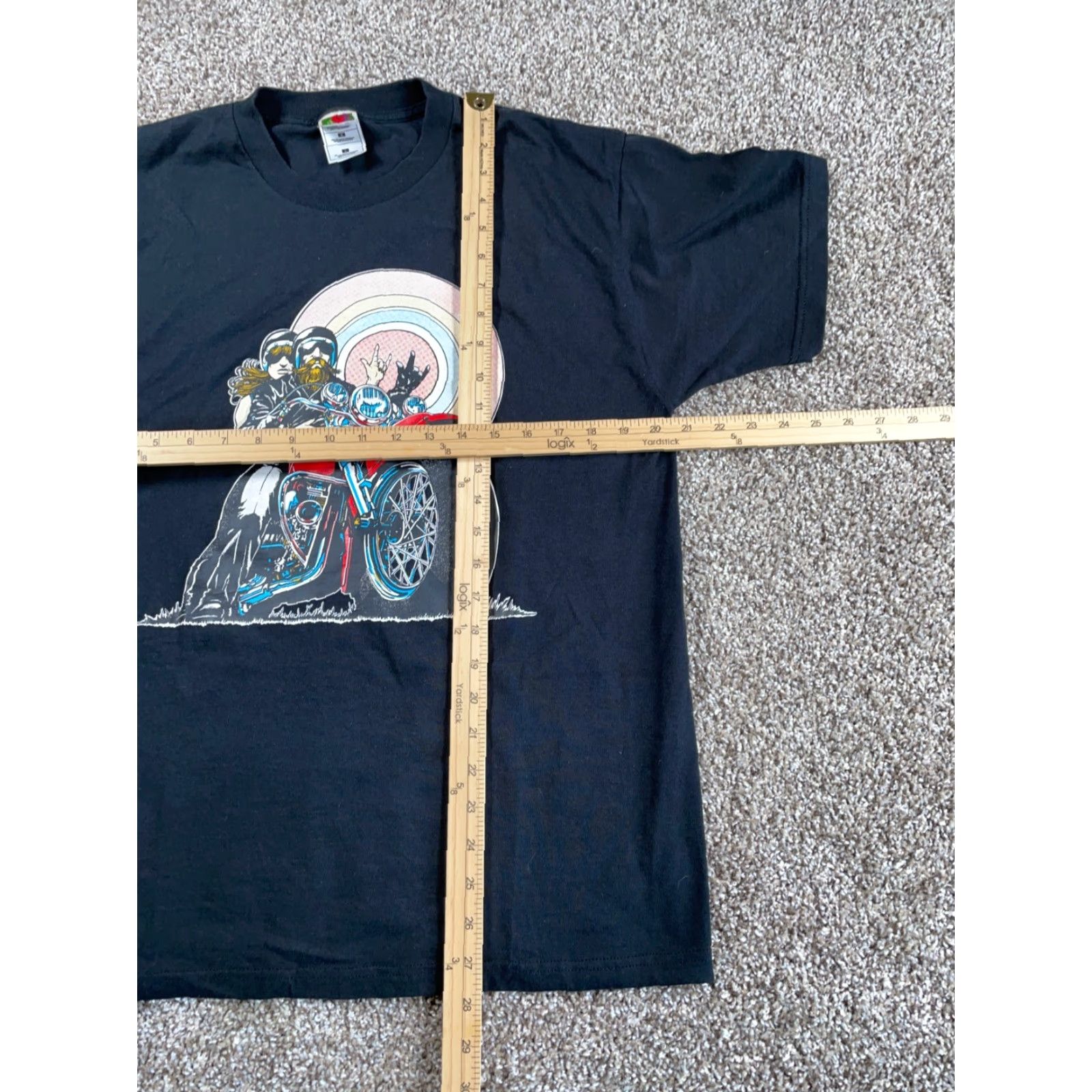 Fruit Of The Loom Fruit of the Loom Bikers Print T-Shirt Motorcycle City Retro Black 50/50 Cotton Blend Large Adult Men Short Sleeve Crew Neck Graphic Front Tag Size US L / EU 52-54 / 3 - 5 Thumbnail
