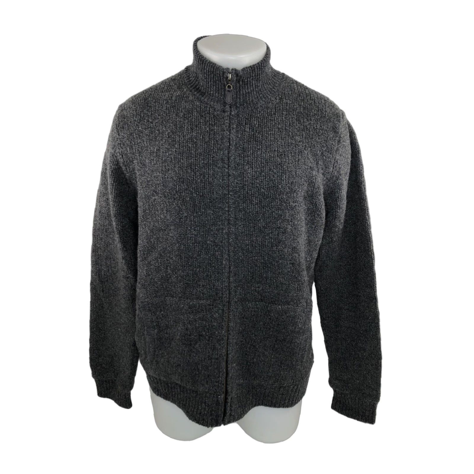 Vintage L.L. Bean LAMBSWOOL Mens Md. Pockets Lined Knit Full Zip Sweater Jacket Gray M EXC Mens Size US M / EU 48-50 / 2 - 1 Thumbnail