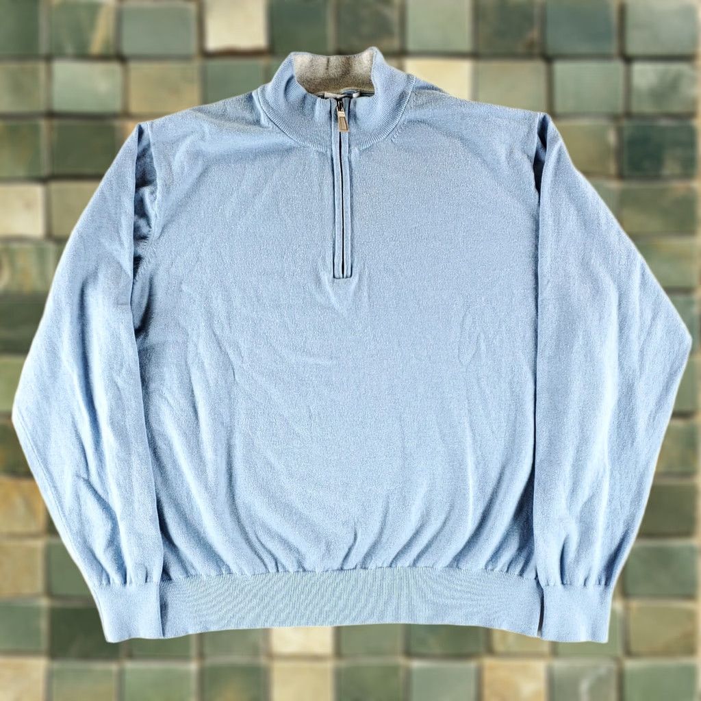 Peter Millar Peter Millar Crown Soft 1/4 Zip Pullover Sweater Blue Mens XL Size US XL / EU 56 / 4 - 1 Thumbnail
