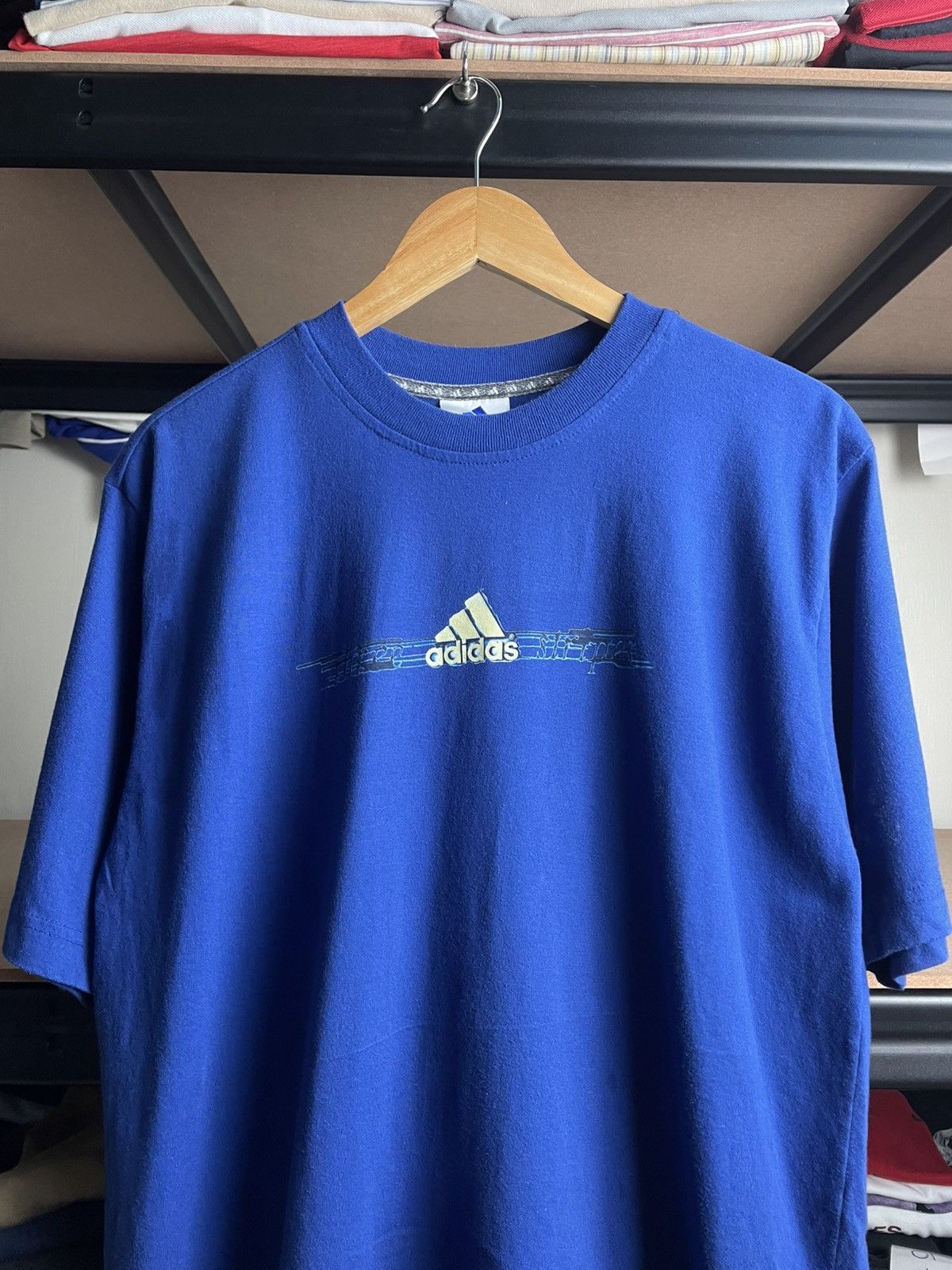 Adidas Vintage Adidas Three Stripes Blue Short Sleeve Size US L / EU 52-54 / 3 - 2 Thumbnail