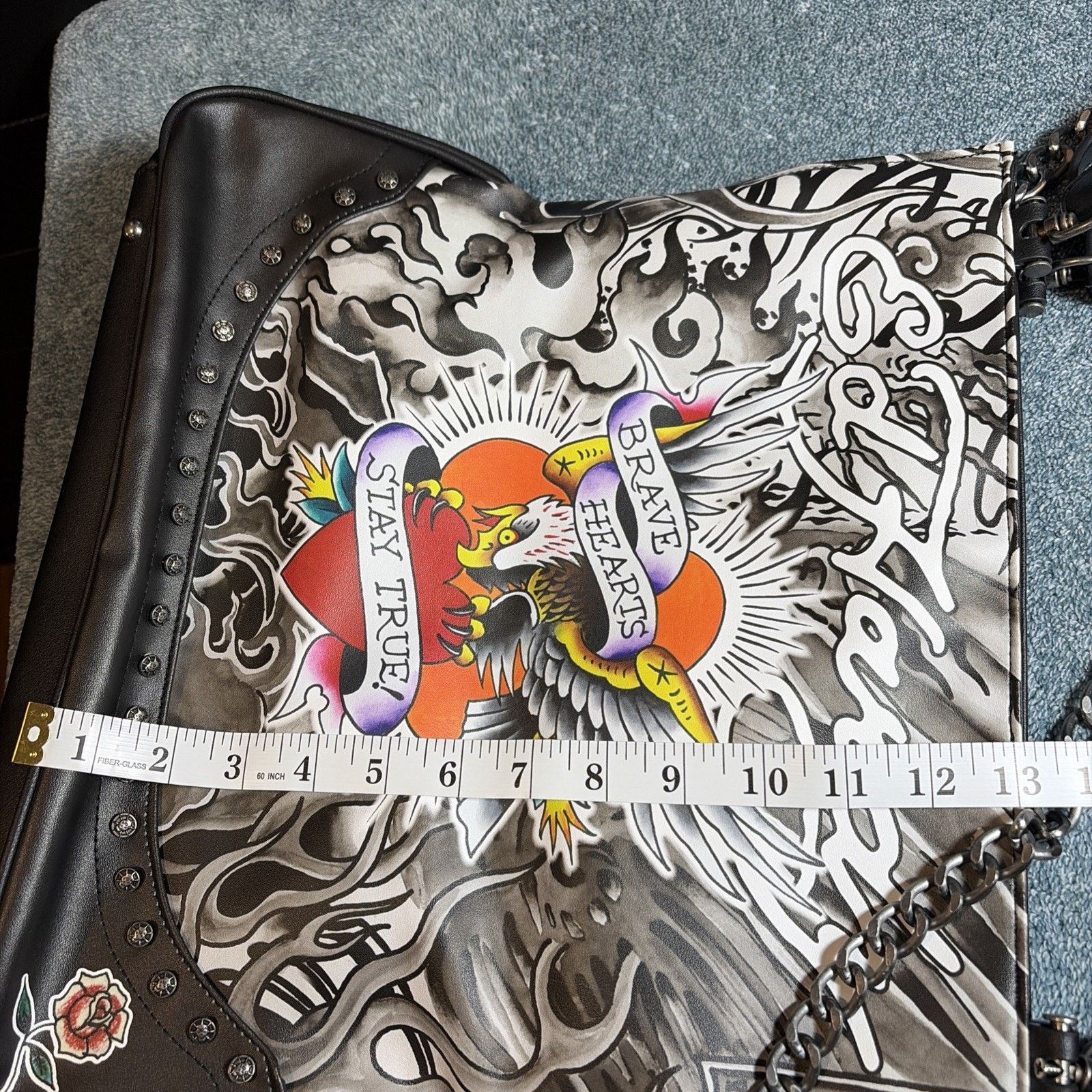 Ed Hardy ED HARDY TATTOO EAGLE LARGE FAUX LEATHER TOTE BAG 14”x15”x5” Size ONE SIZE - 10 Thumbnail