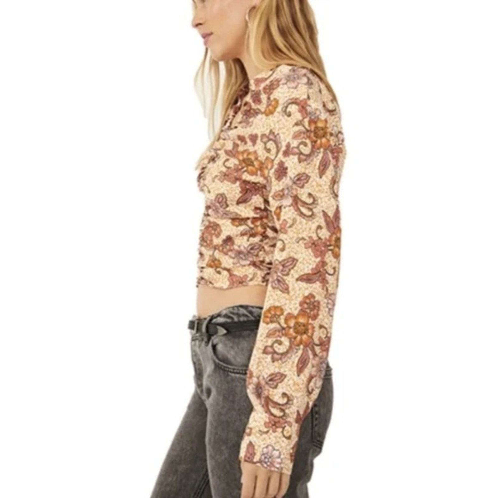 Free People Free People I Got You Long Sleeve Floral Crop Top Womens XS Size XS / US 0-2 / IT 36-38 - 3 Thumbnail
