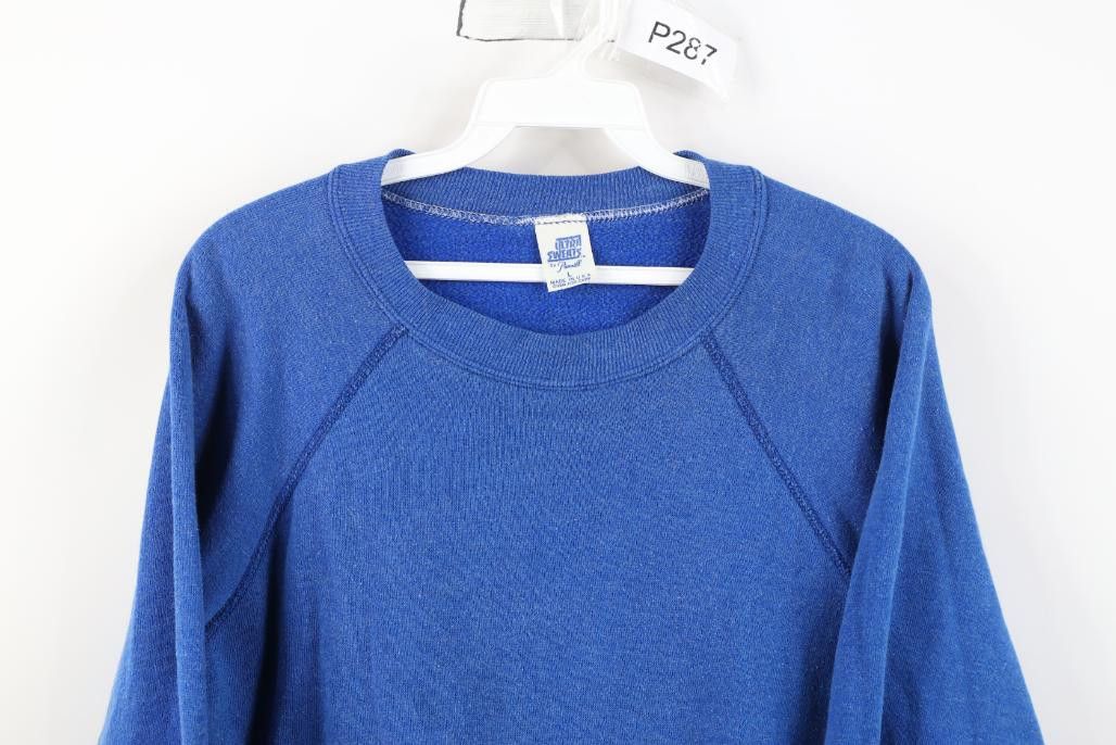 Vintage Vintage 70s 80s Streetwear Raglan Sweatshirt Royal Blue USA Size US L / EU 52-54 / 3 - 2 Thumbnail