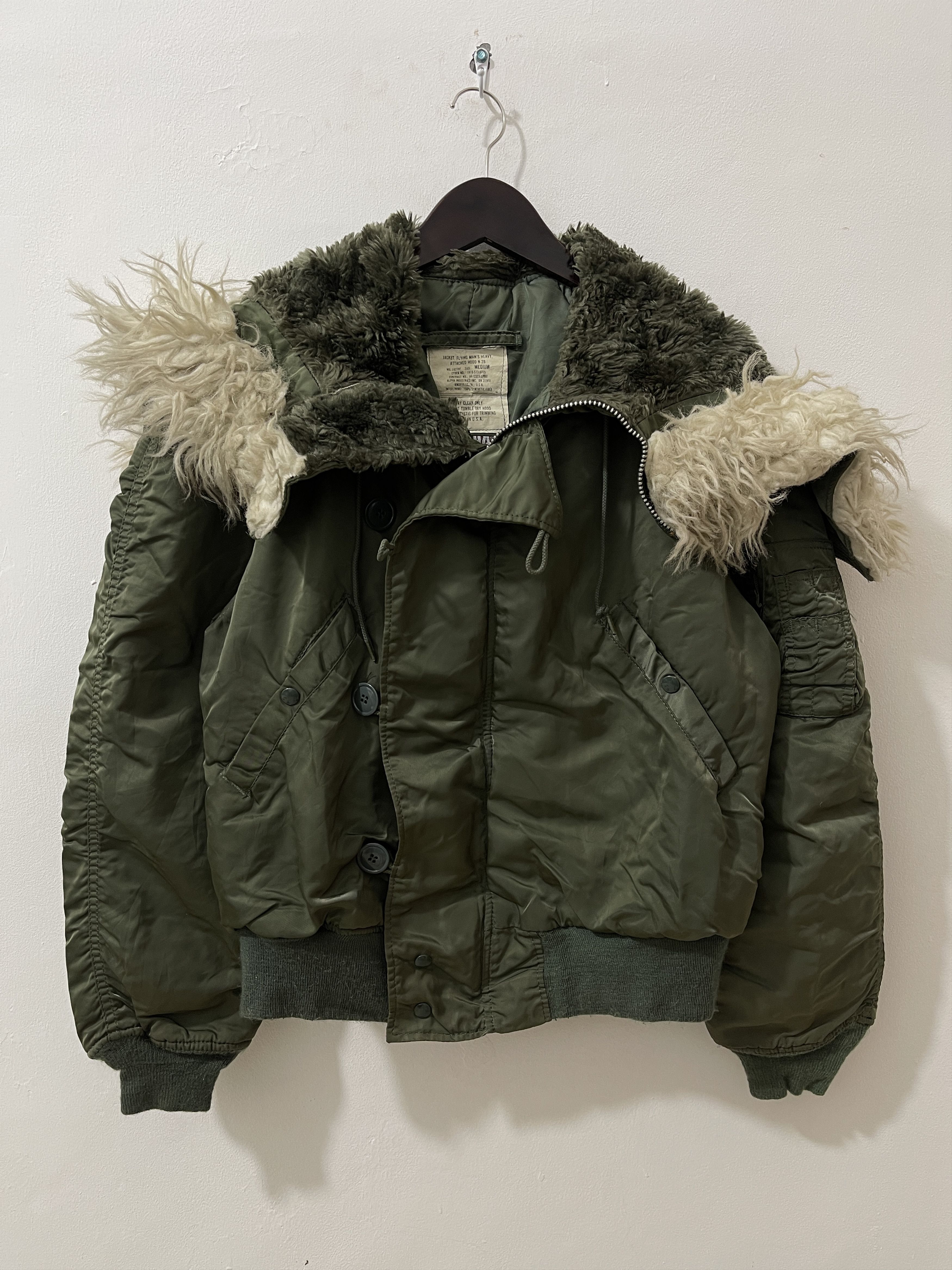 Vintage 90s Alpha Industries OG Fur Flying Bomber Jacket