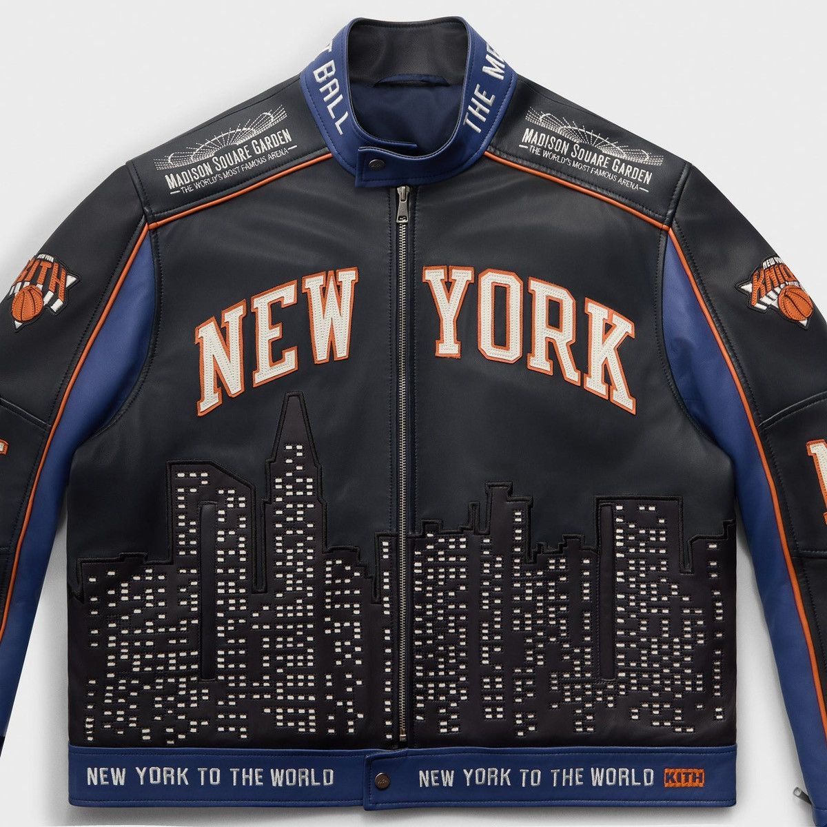 Avirex × Kith Kith for the New York Knicks Leather Moto Jacket Skyline XL Size US XL / EU 56 / 4 - 5 Thumbnail