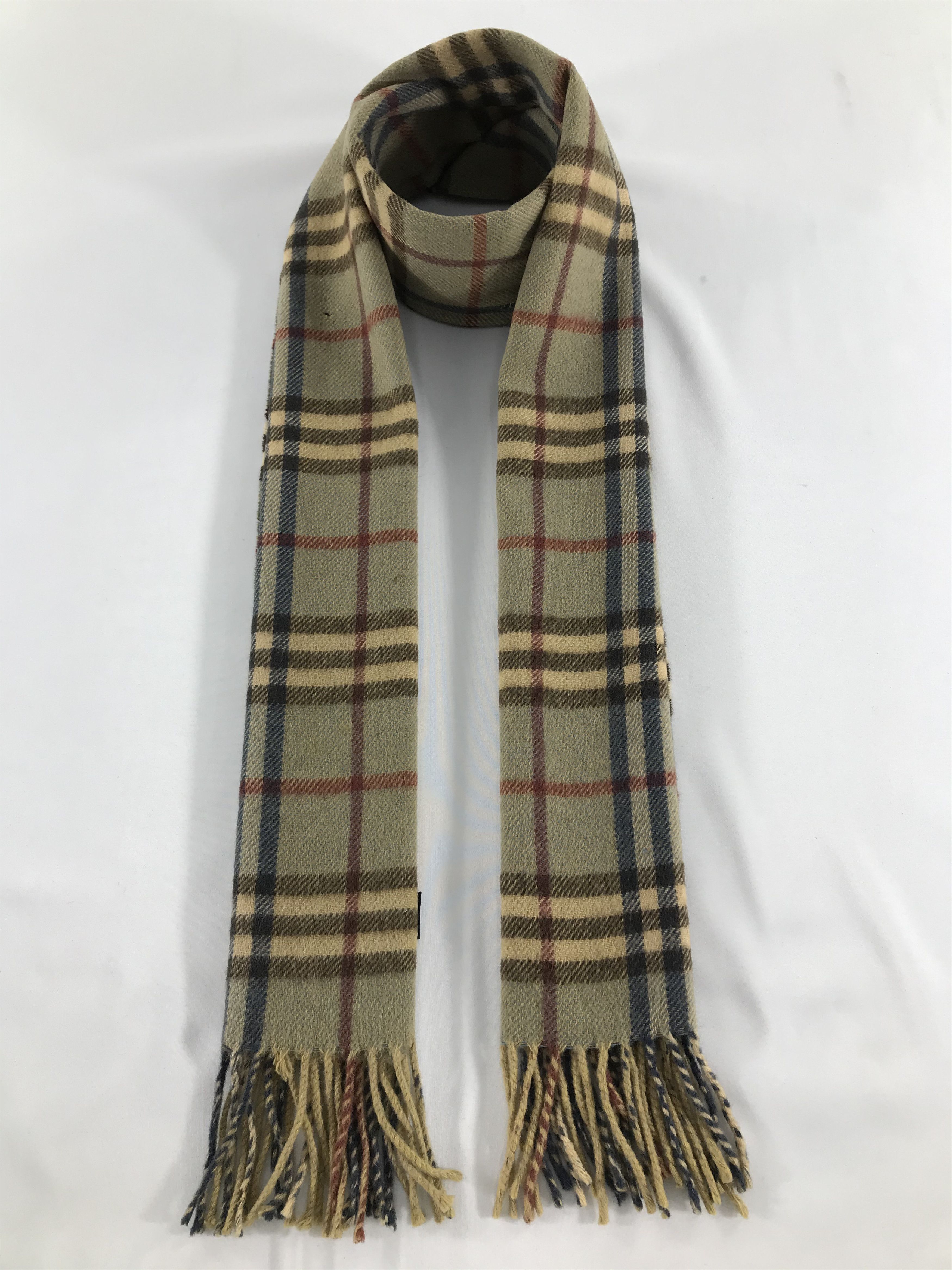 Burberry Burberrys Nova Check Green Cashmere Scarf Muffler V421 Size ONE SIZE - 1 Thumbnail
