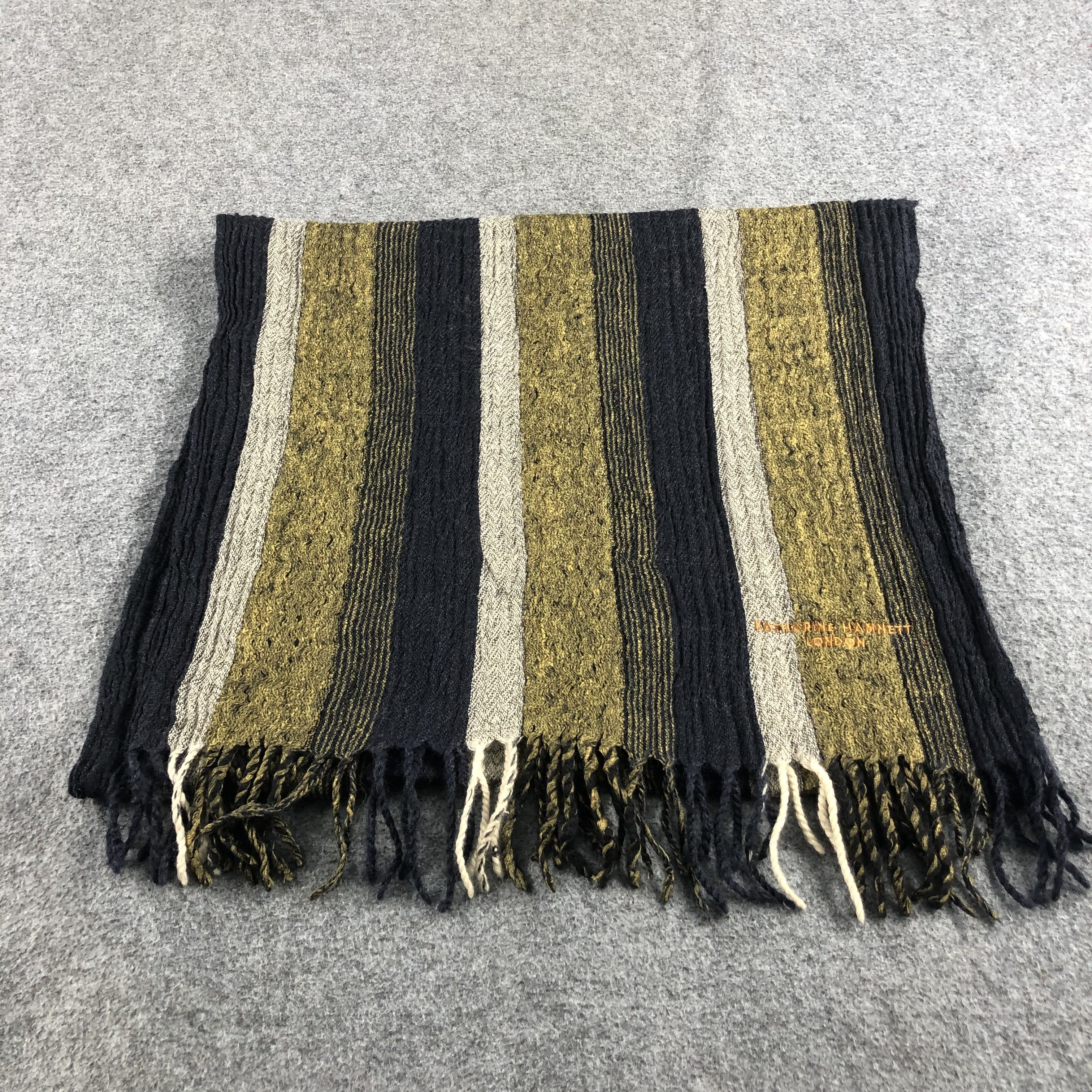 Katharine Hamnett London Katahrine Hamnett London Striped Wool Scarf Muffler V673 Size ONE SIZE - 1 Thumbnail