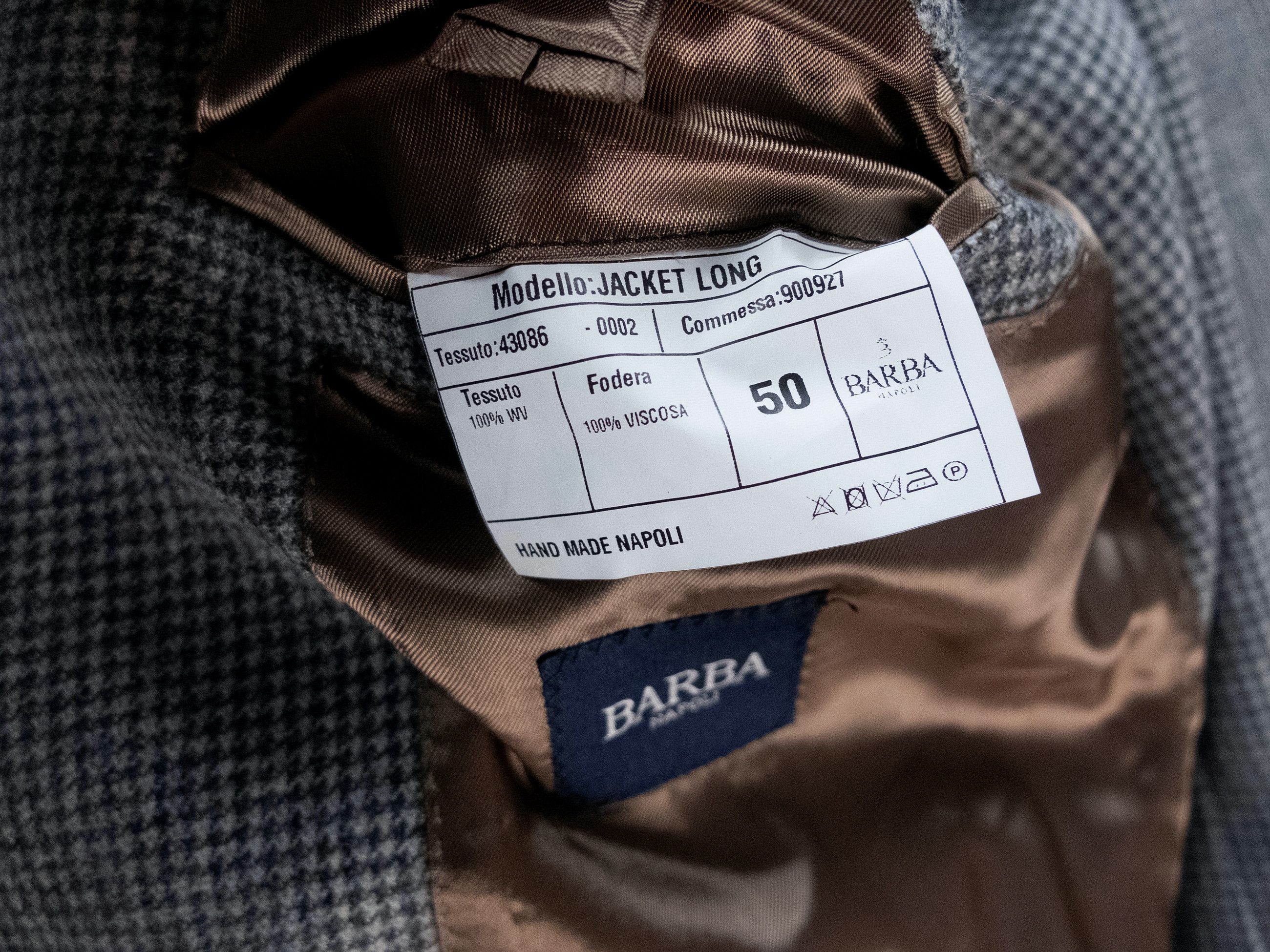Barba Napoli BARBA Napoli gray houndstooth wool sportcoat jacket 40L Size 40L - 8 Thumbnail