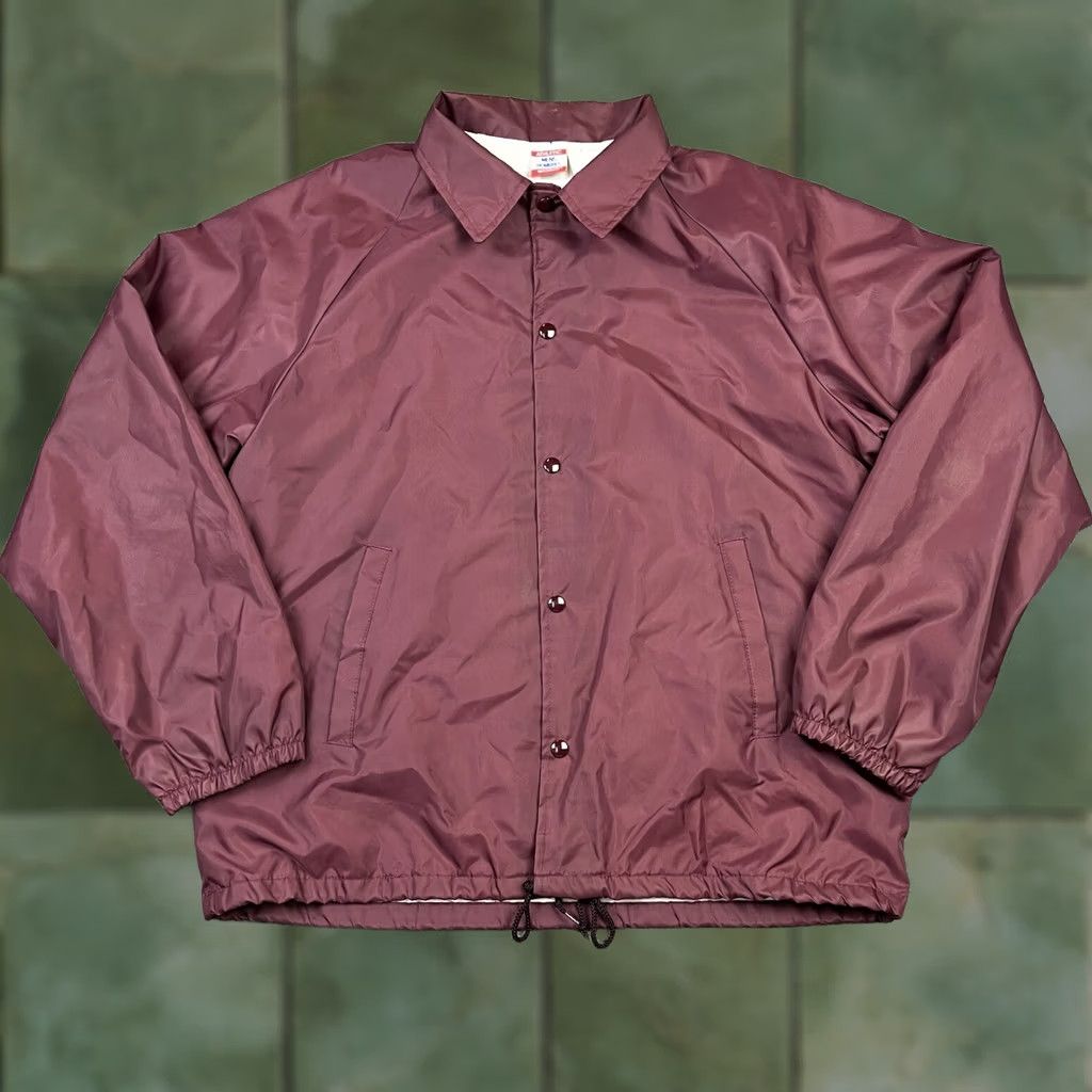 Athletic Works VINTAGE Athletic Works Windbreaker Jacket L Burgundy Nylon 80s 90s Stylish Collared Snap Pockets Lined Men Large US Made Size US L / EU 52-54 / 3 - 1 Thumbnail