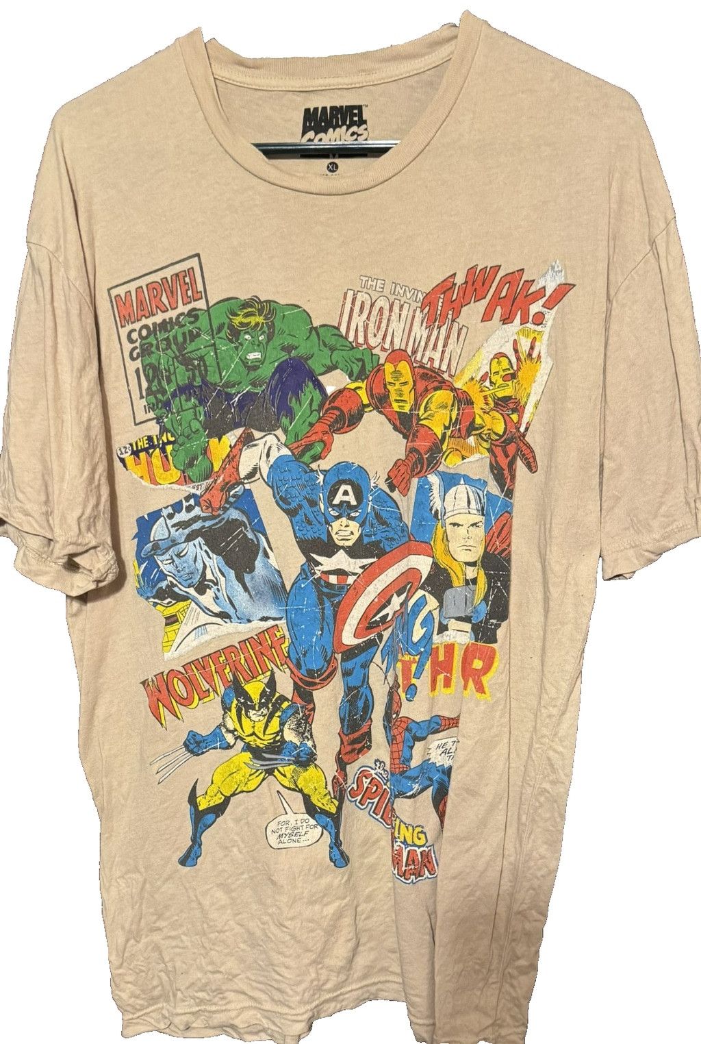 Marvel Comics Avengers Vintage Comic Book Marvel T-Shirt Men's Size XL Tan Size US XL / EU 56 / 4 - 1 Thumbnail