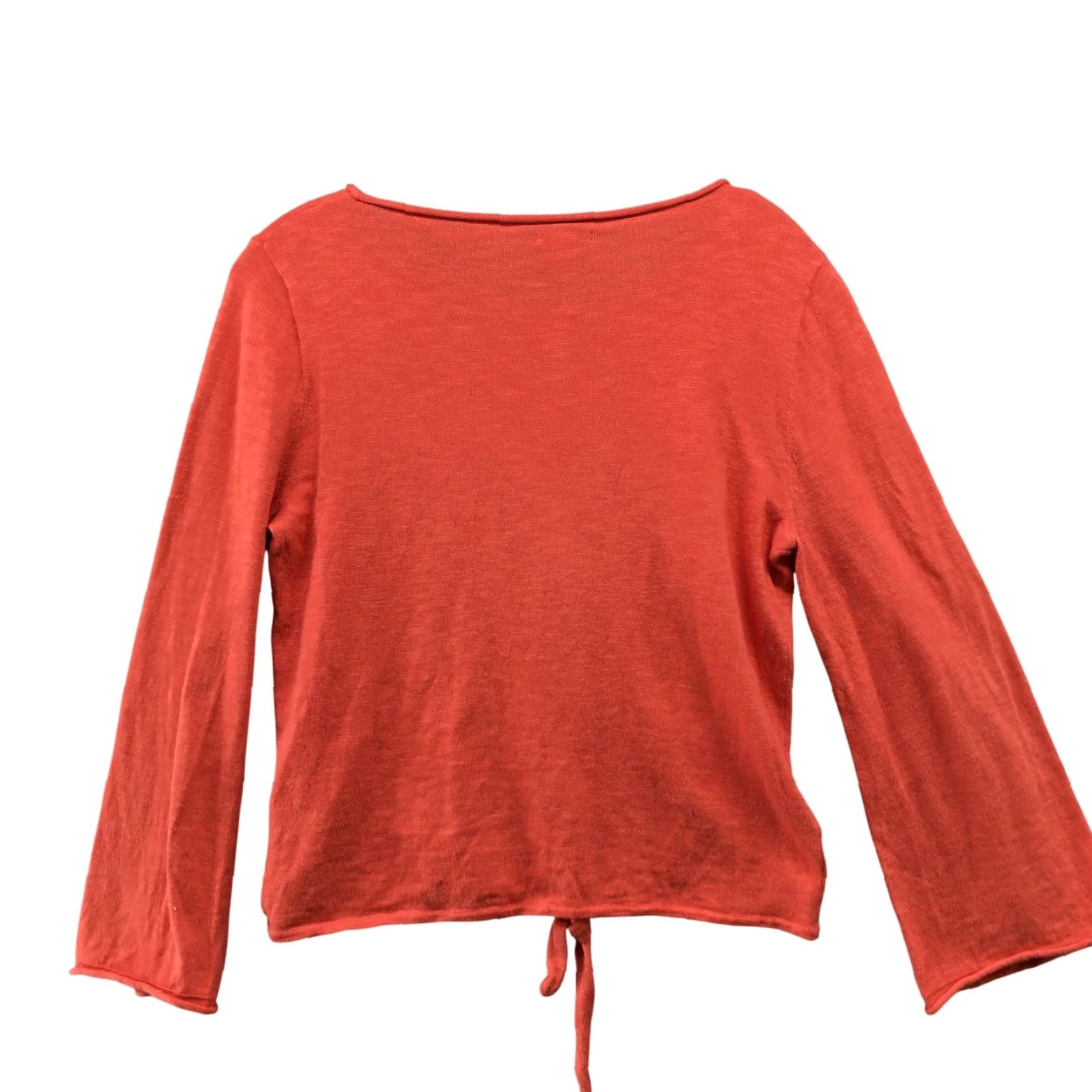 J.Crew J.CREW Lightweight Sweater Coral S Tie Front Knit Top Wide Sleeve Womens S Pullover Knit Beach Casual Round Neck 3/4 Sleeve Cotton Blend Size S / US 4 / IT 40 - 2 Thumbnail