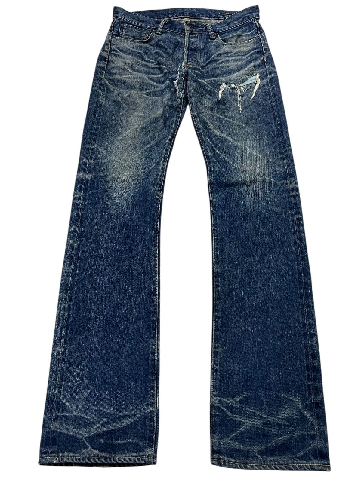 Japanese Brand Vintage Kuro Graphite Distressed Selvedge Jean Japan Size US 30 / EU 46 - 1 Thumbnail