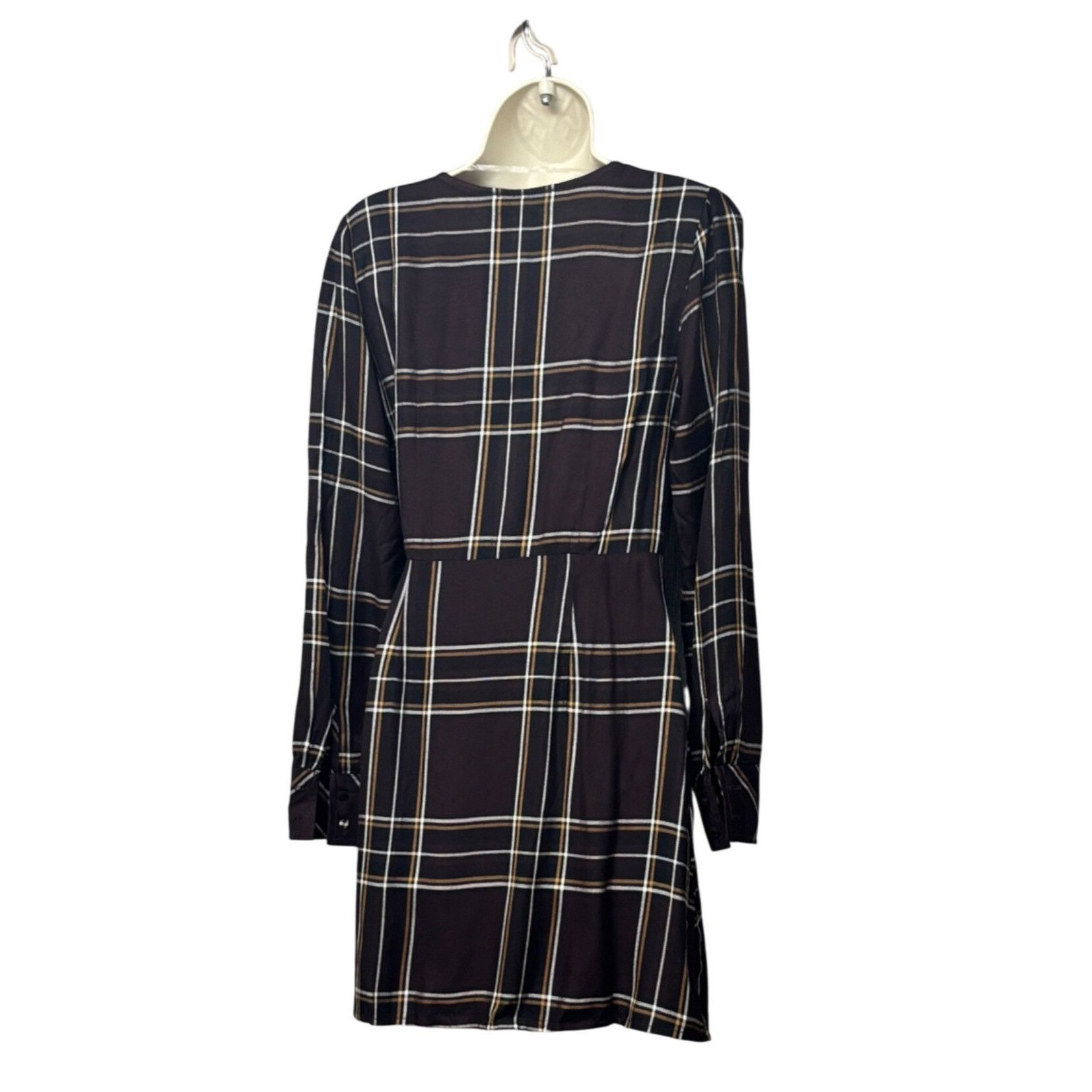 Sanctuary SANCTUARY Upbeat Faux-Wrap Long Sleeved Plaid Dress, Brown, Size M / US 6-8 / IT 42-44 - 5 Thumbnail