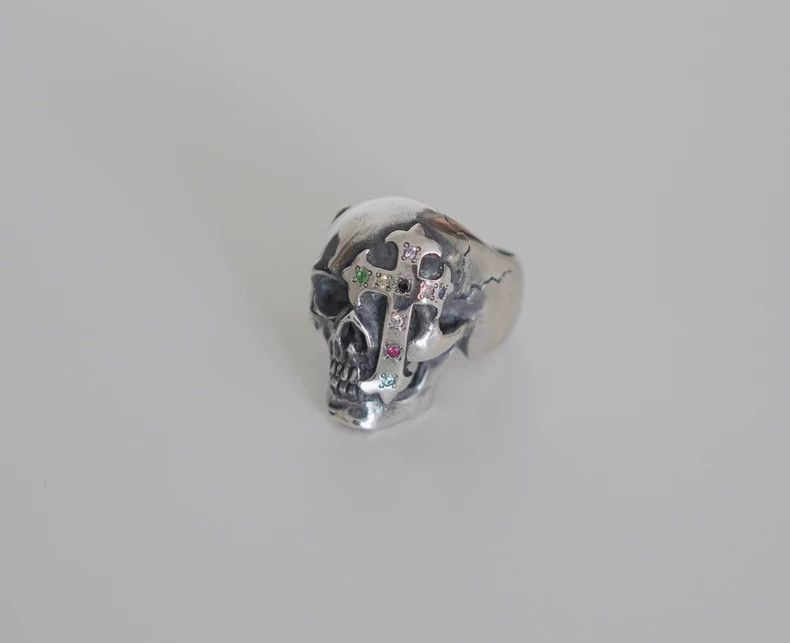 Number (N)ine Number (N)ine Colorful Skull Cross Ring by Number (N)ine-2 Size ONE SIZE - 2 Thumbnail