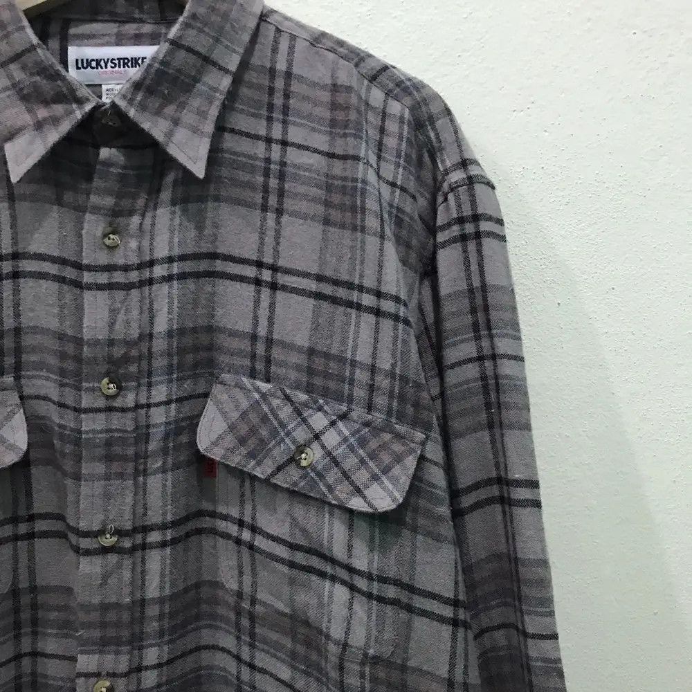 Flannel Vintage Lucky Strike Racing Plaid Tartan Flannel Shirt Size US M / EU 48-50 / 2 - 4 Thumbnail