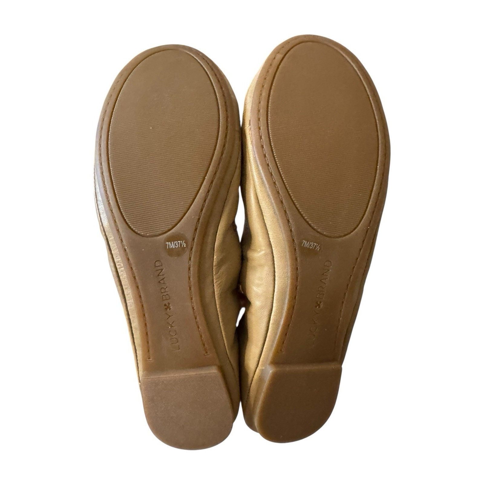 Lucky Brand Lucky Brand NEW Emmie Women's Beige Tan Leather Ballet Flats Size US 7 / IT 37 - 6 Thumbnail