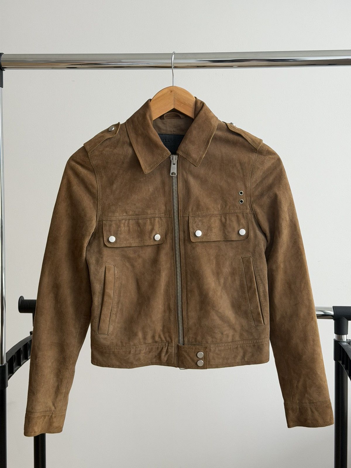 Allsaints Allsaints Suede Leather Brown Jacket Cropped Size S / US 4 / IT 40 - 2 Thumbnail