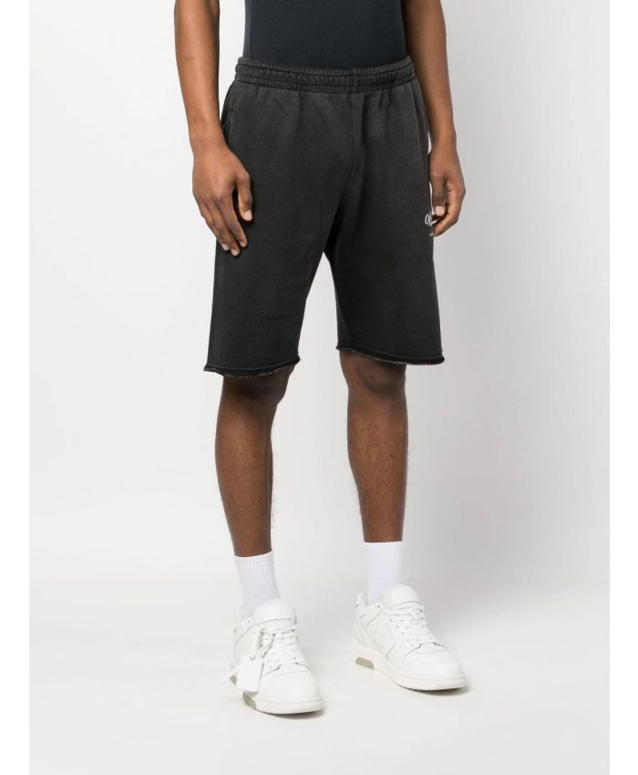 Off-White o1mle0225 Wave Off Sweatshort in Black Size US 30 / EU 46 - 2 Thumbnail