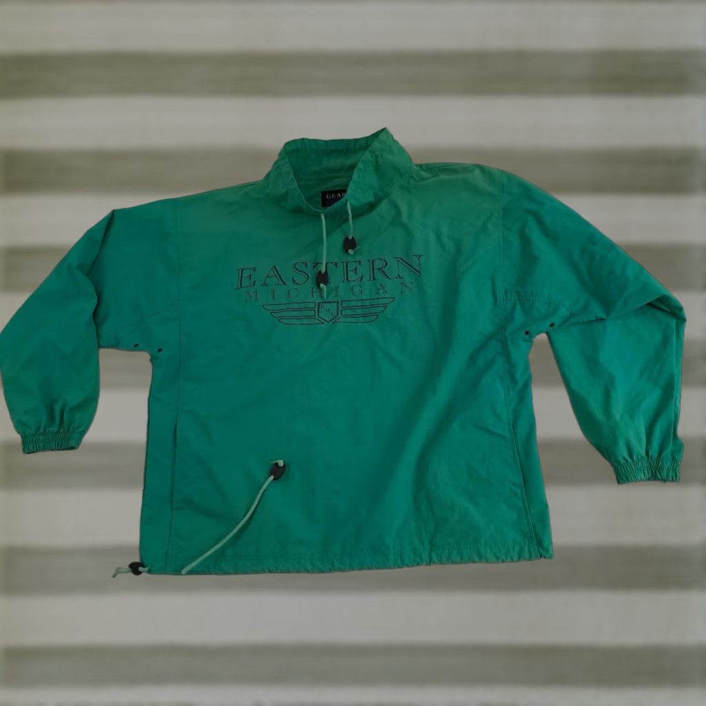 Vintage VINTAGE Eastern Michigan University Pullover Windbreaker Jacket L Unisex Adults Teal Nylon Golf University Gear FOR SPORTS/GEAR FOR SPORTS Size US L / EU 52-54 / 3 - 1 Thumbnail