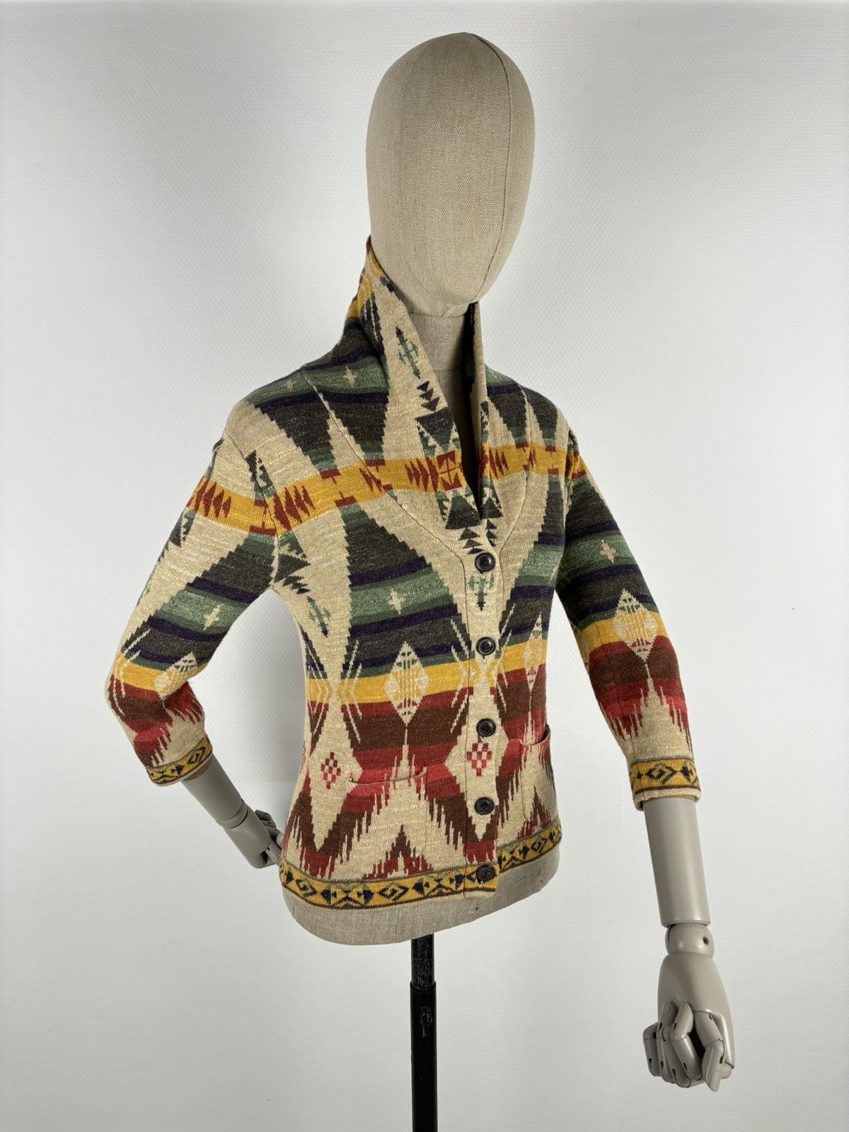 Denim & Supply Ralph Lauren × Polo Ralph Lauren × Ralph Lauren RARE Aztec Navajo Southwestern Shawl Tribal Cardigan Sweater Jacket Jumper Size S / US 4 / IT 40 - 8 Thumbnail