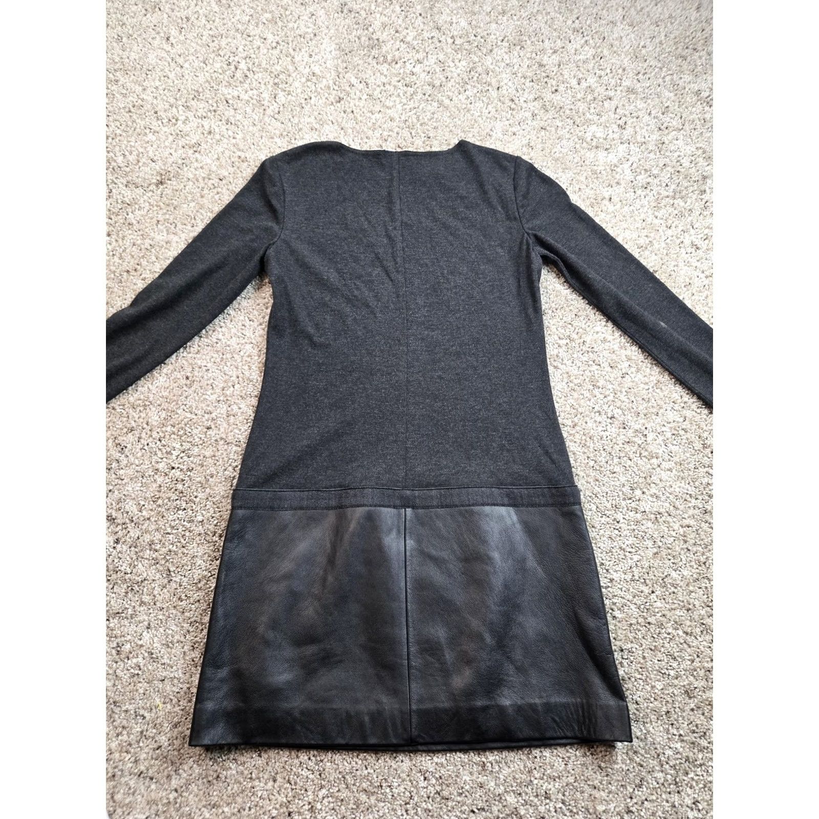 Theory Theory Sweater Dress Womens Small Gray Lamb Leather Skirt Long Sleeve Sheath Size S / US 4 / IT 40 - 7 Thumbnail