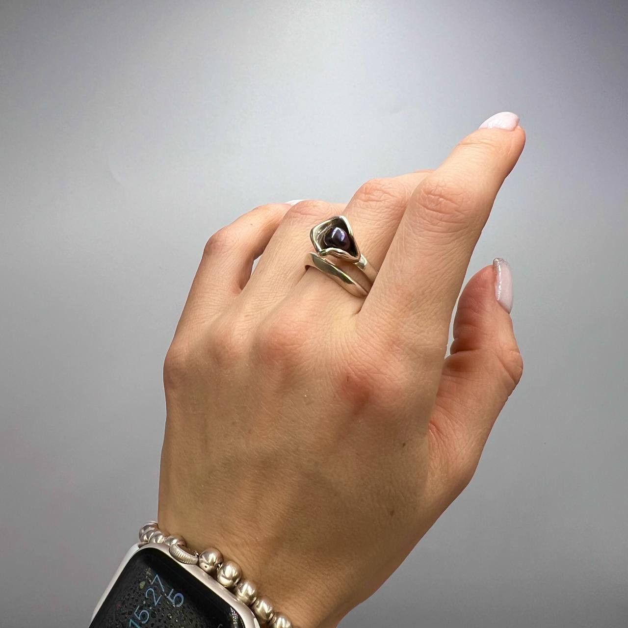 Sterling Silver × Vintage Vintage Ring Sterling Silver 925 Natural Pearl S 8 Size ONE SIZE - 5 Thumbnail