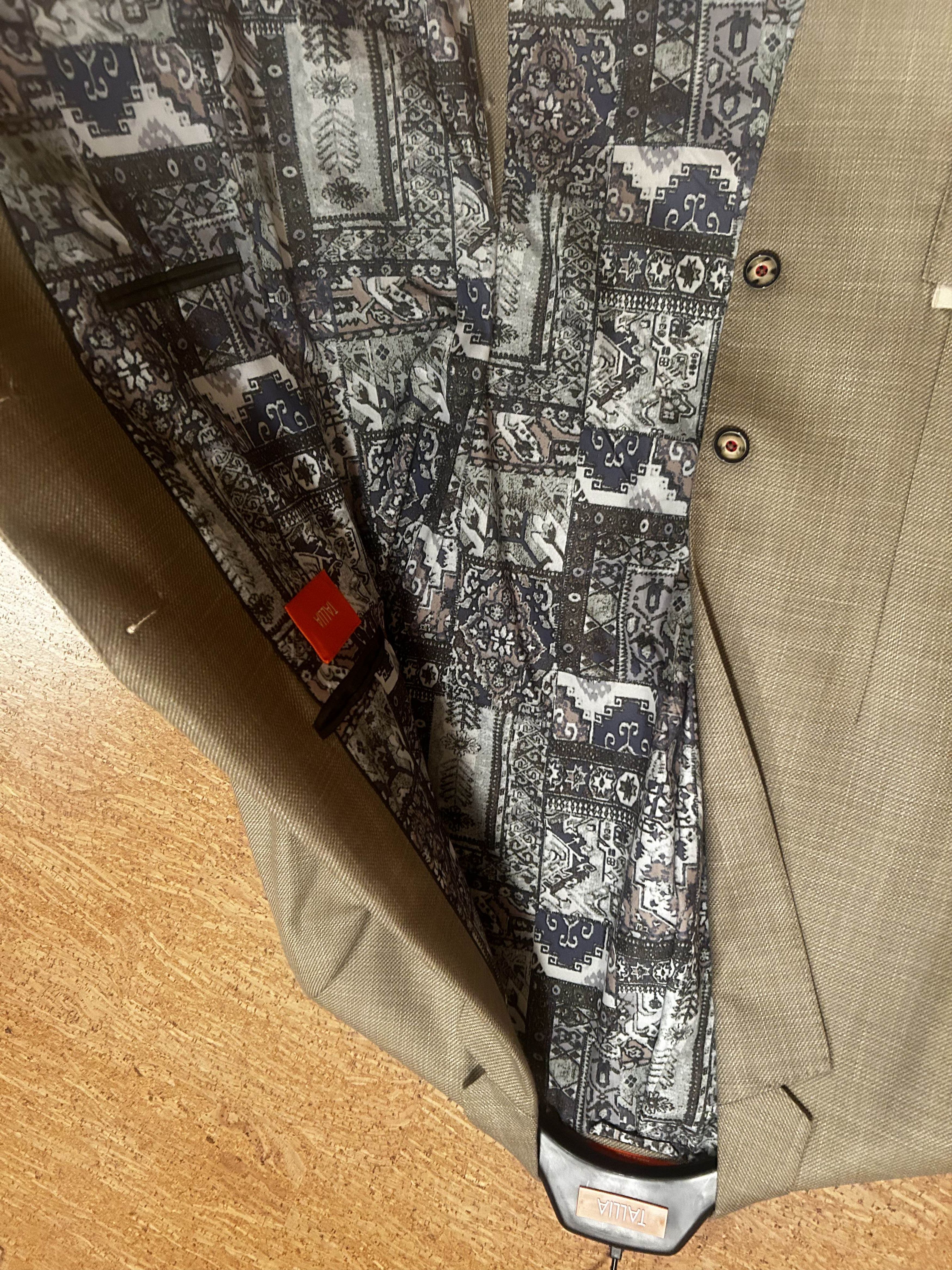 Tallia Tallia Tan Blazer with Inside Print Size 40L - 2 Thumbnail