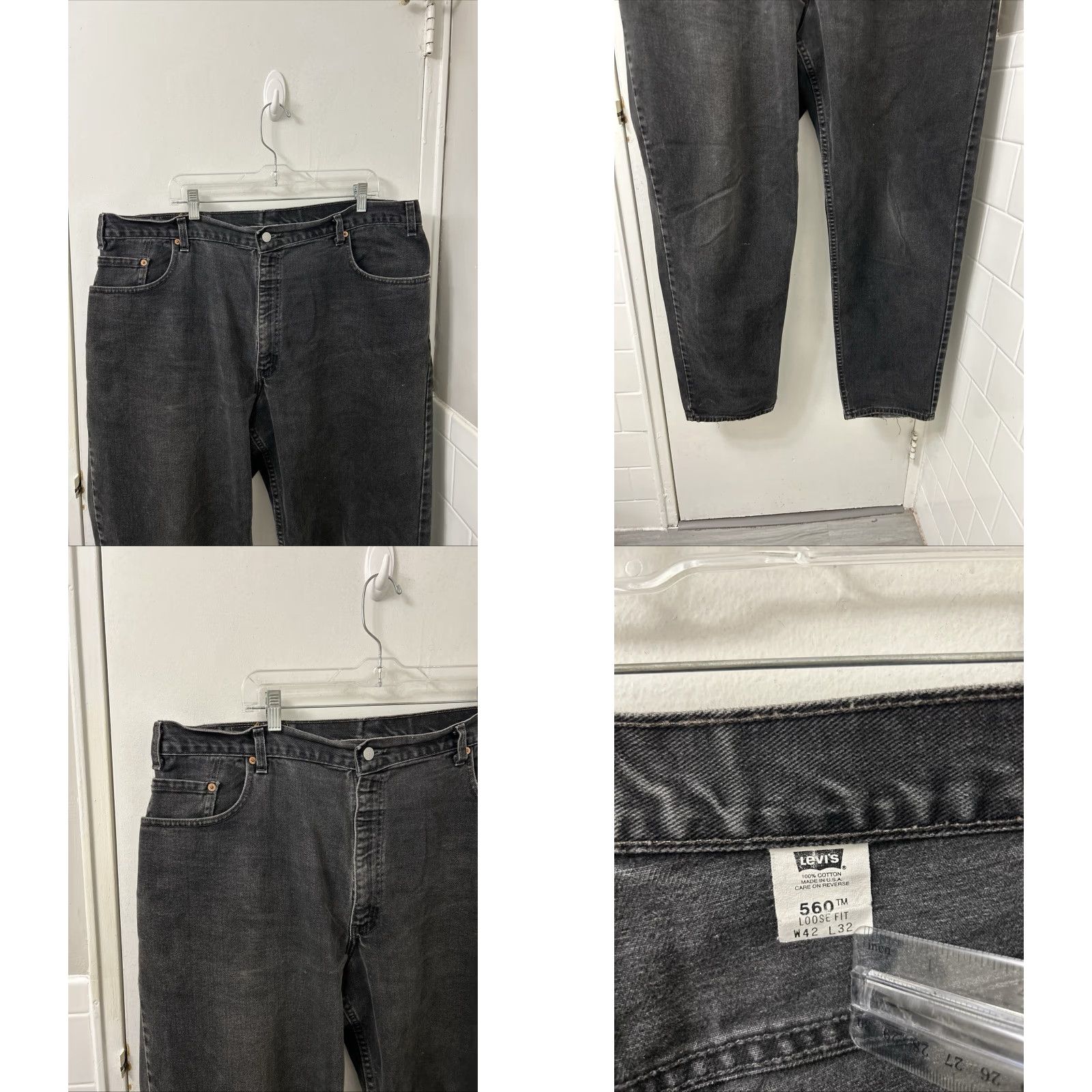 Levi's VINTAGE Levi's 560 Jeans Mens 42x31 Black Loose Fit Denim Tapered Leg 5-Pocket USA 90s Mens Size US 42 / EU 58 - 8 Thumbnail