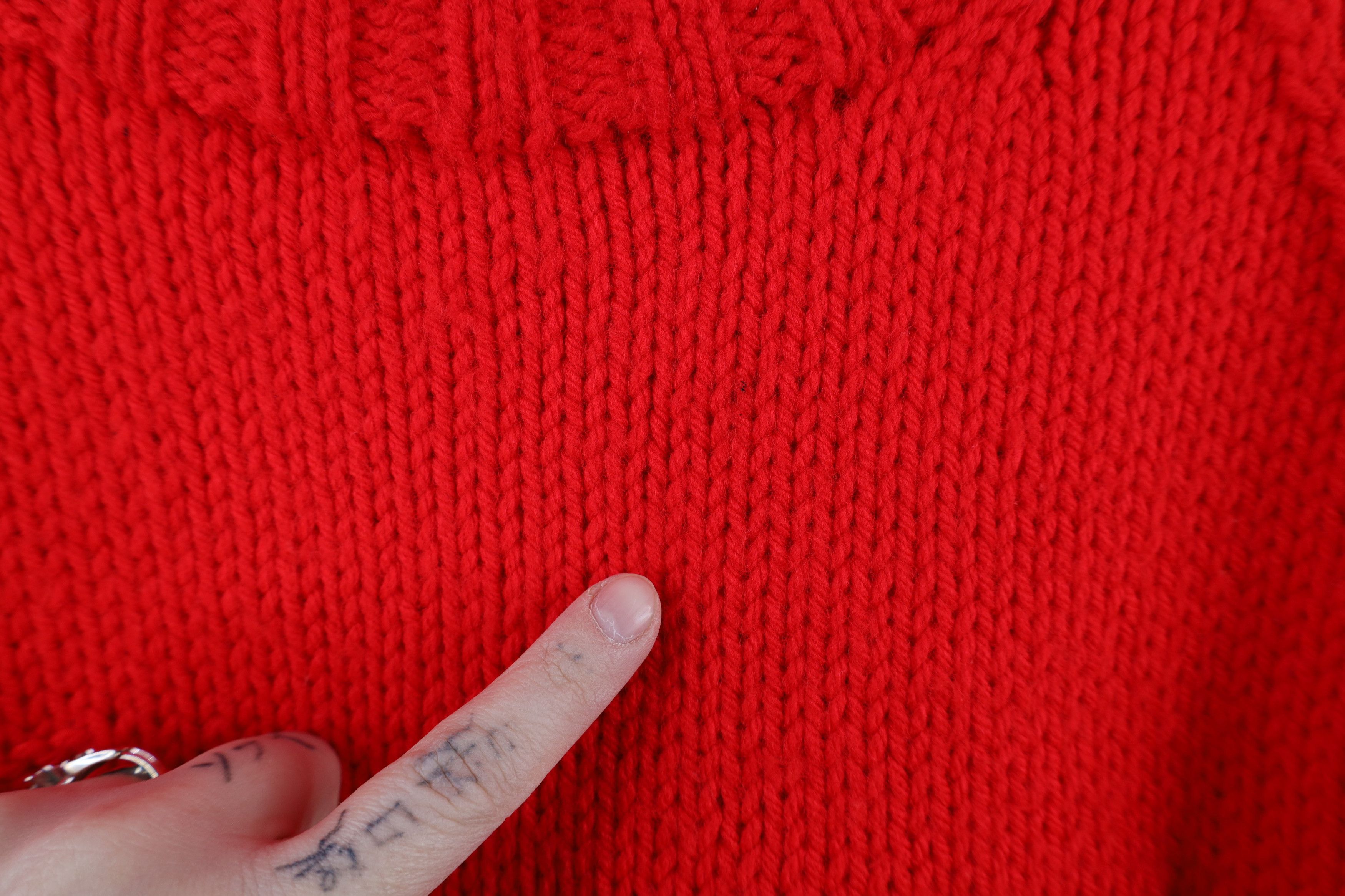 Vintage Vintage 70s Streetwear Chunky Knit Geometric Sweater Red Size XXL / US 16-18 / IT 52-54 - 5 Thumbnail