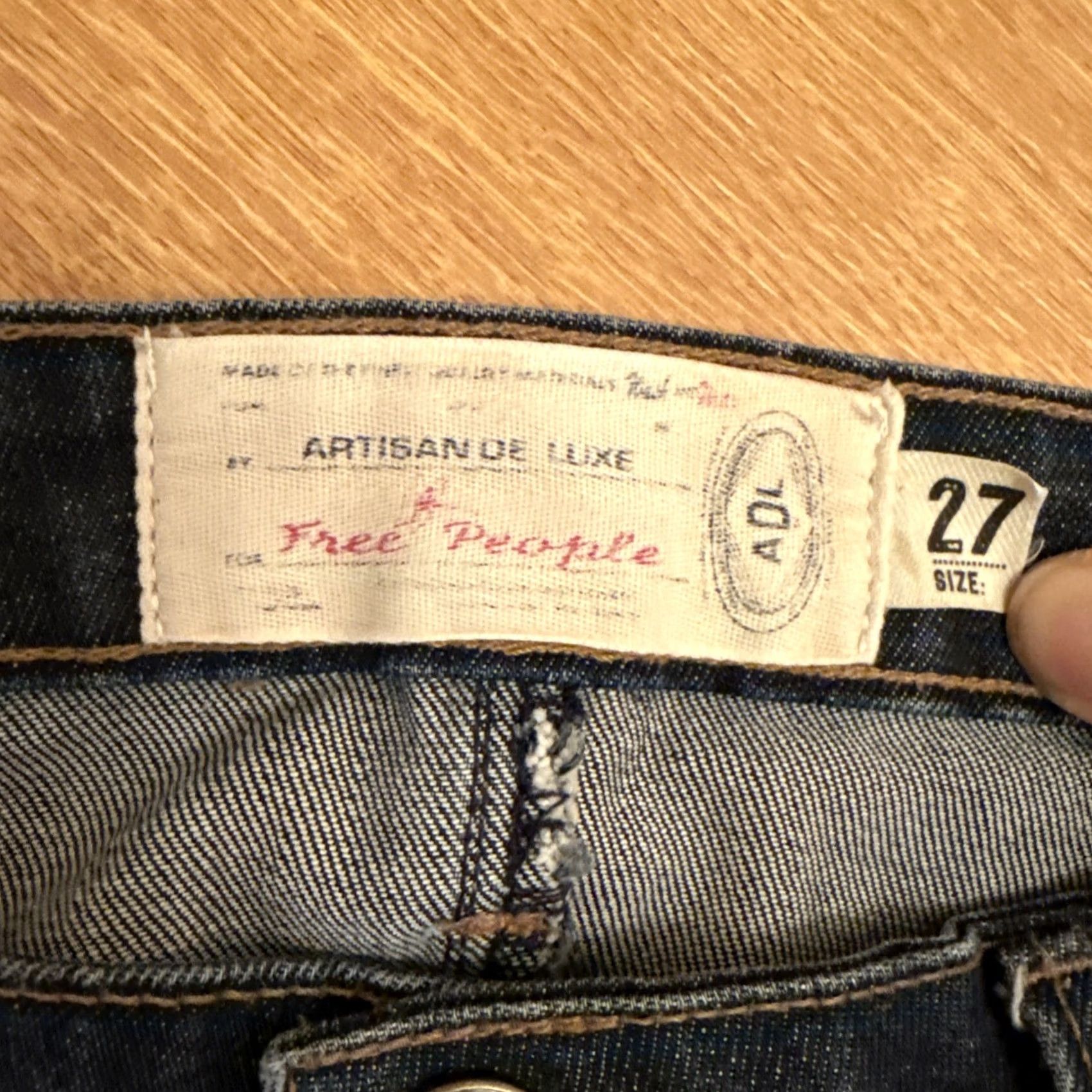 Free People Free People Jeans Skinny Womens 25 Denim Embroidered Patch Bohemian Leather Not applicable Size 27" / US 4 / IT 40 - 3 Thumbnail