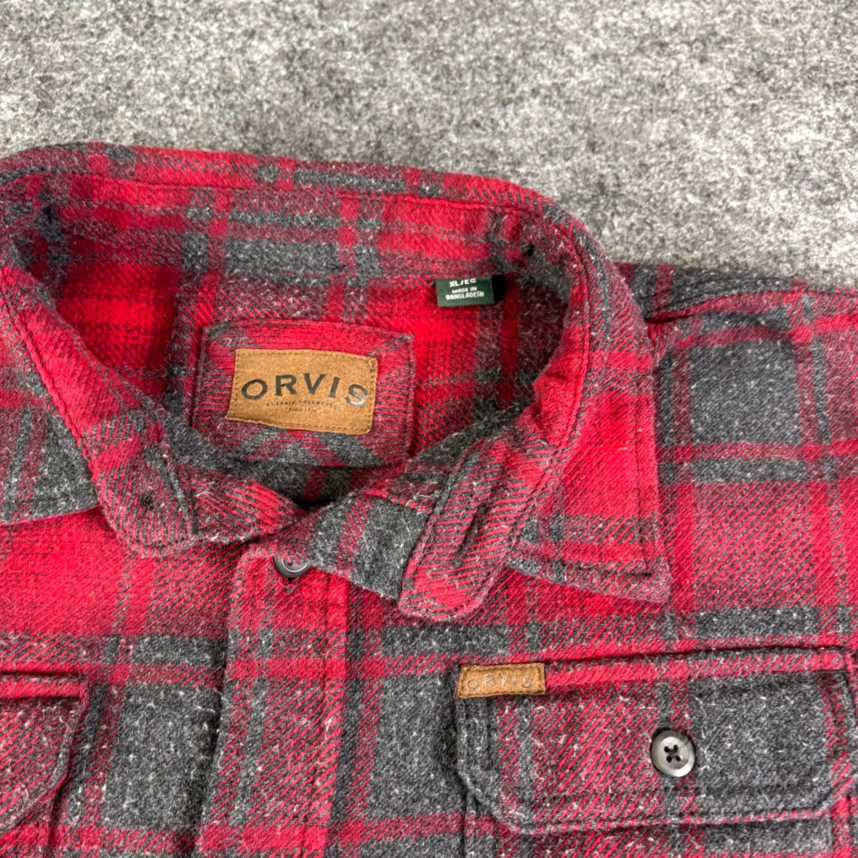 Orvis VINTAGE ORVIS Men's Red Gray Plaid Flannel Long Sleeve Button Up Shirt XL Vintage Size US XL / EU 56 / 4 - 6 Thumbnail