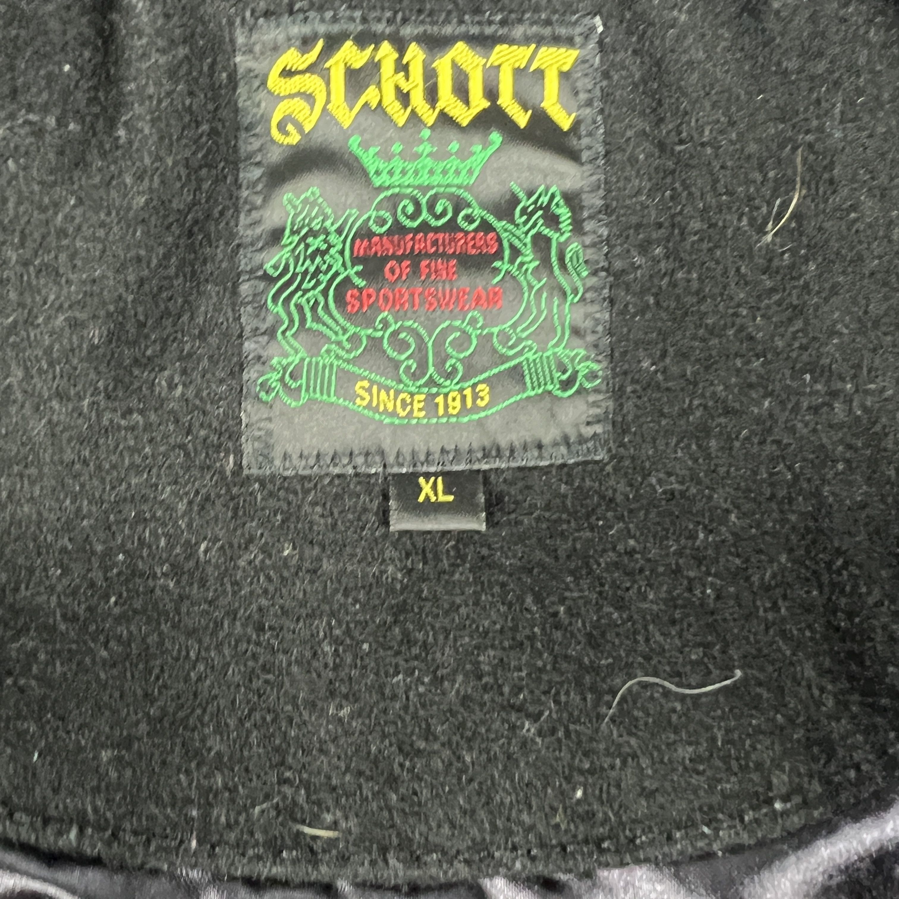 Schott Schott Jacket Black Faded Wool Blend Full Zip Bomber Pockets Size US XL / EU 56 / 4 - 8 Thumbnail