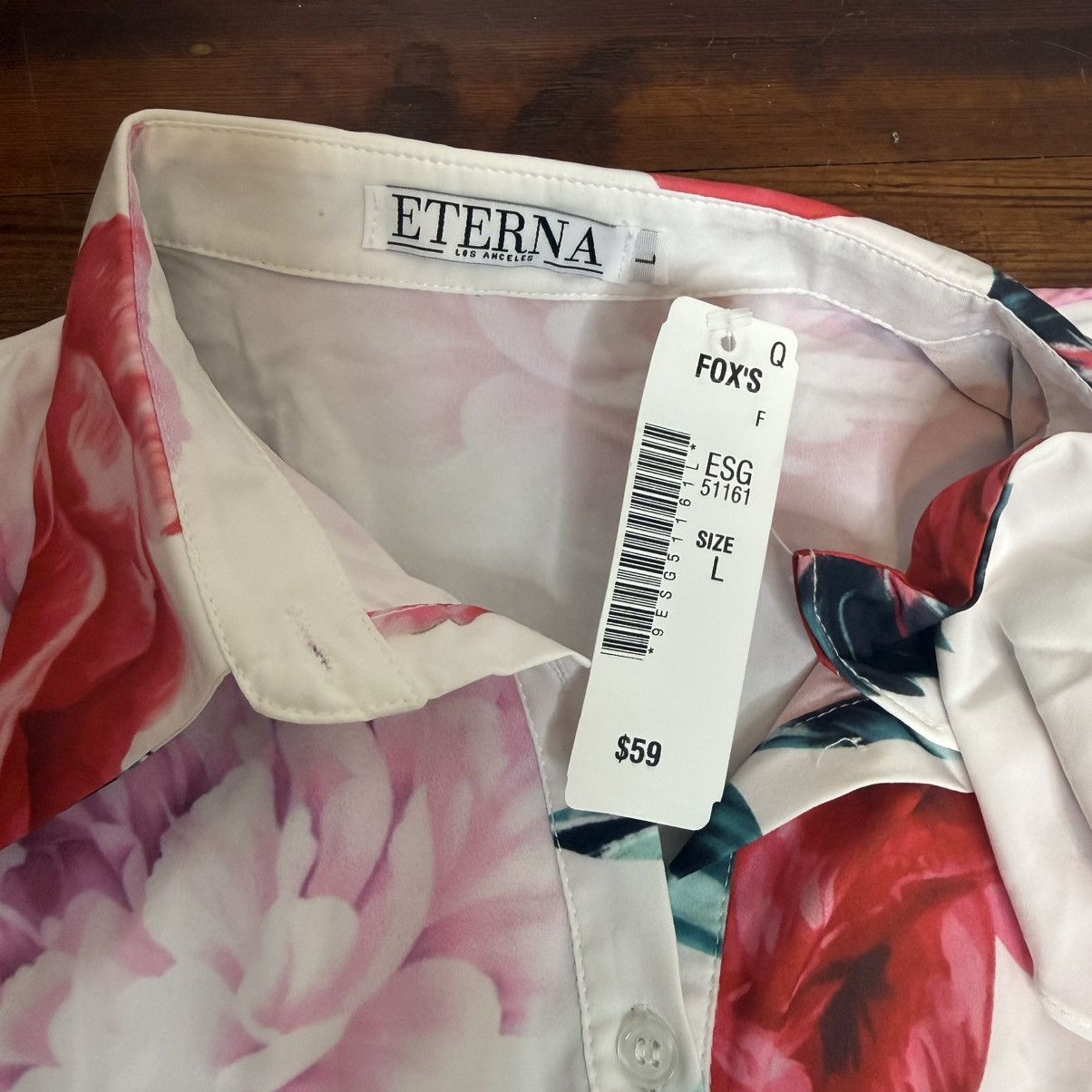 Other Eterna White Midi Dress with Red and Pink Floral Print Size L / US 10 / IT 46 - 4 Thumbnail